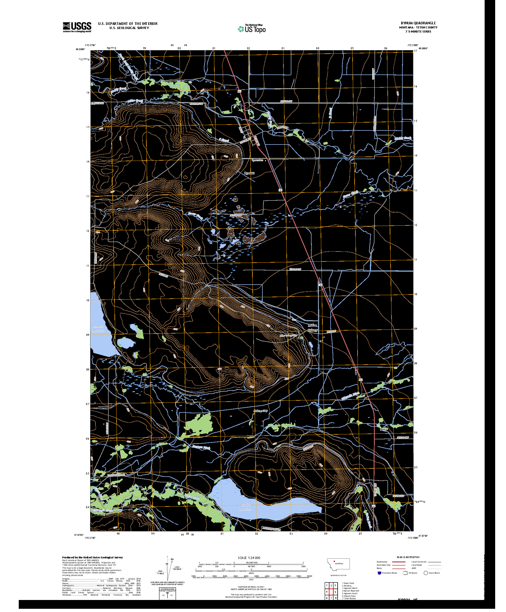 US TOPO 7.5-MINUTE MAP FOR BYNUM, MT