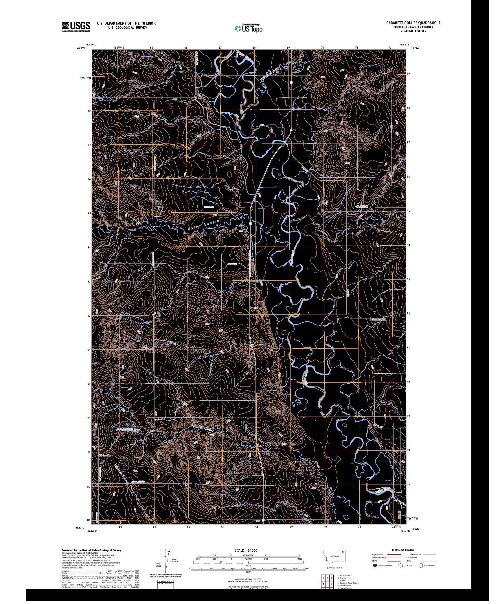 US TOPO 7.5-MINUTE MAP FOR CABARETT COULEE, MT