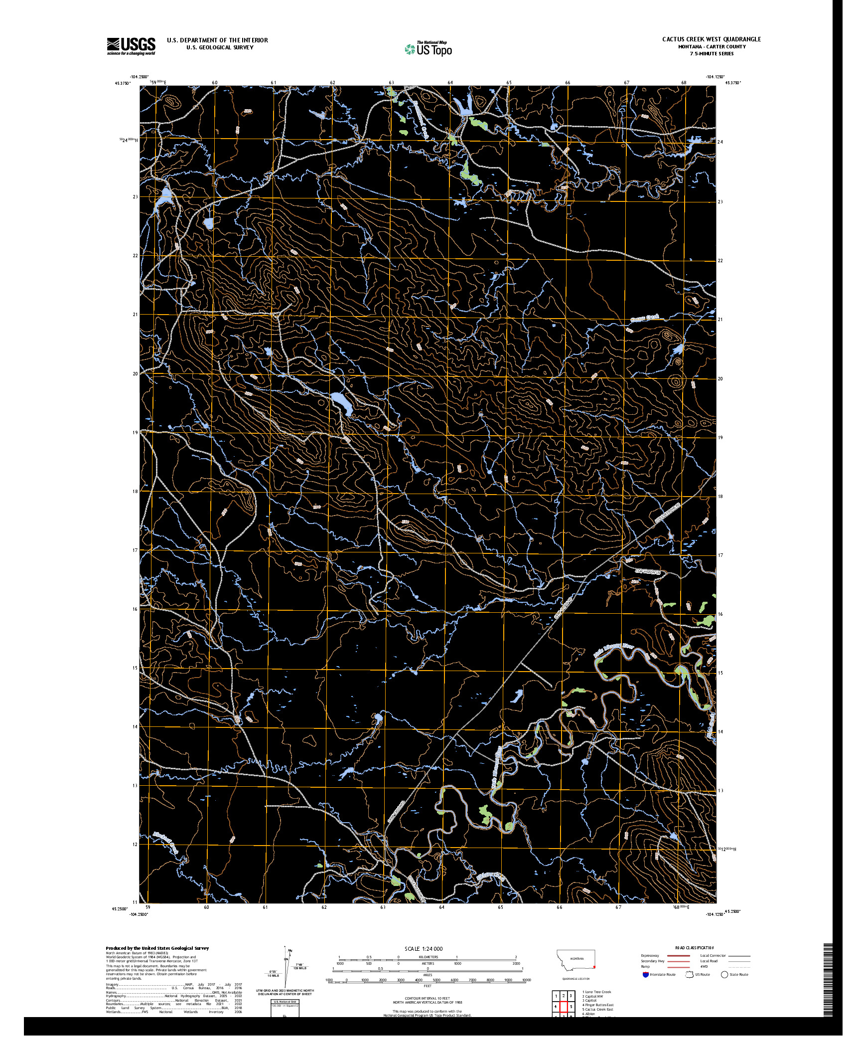 US TOPO 7.5-MINUTE MAP FOR CACTUS CREEK WEST, MT