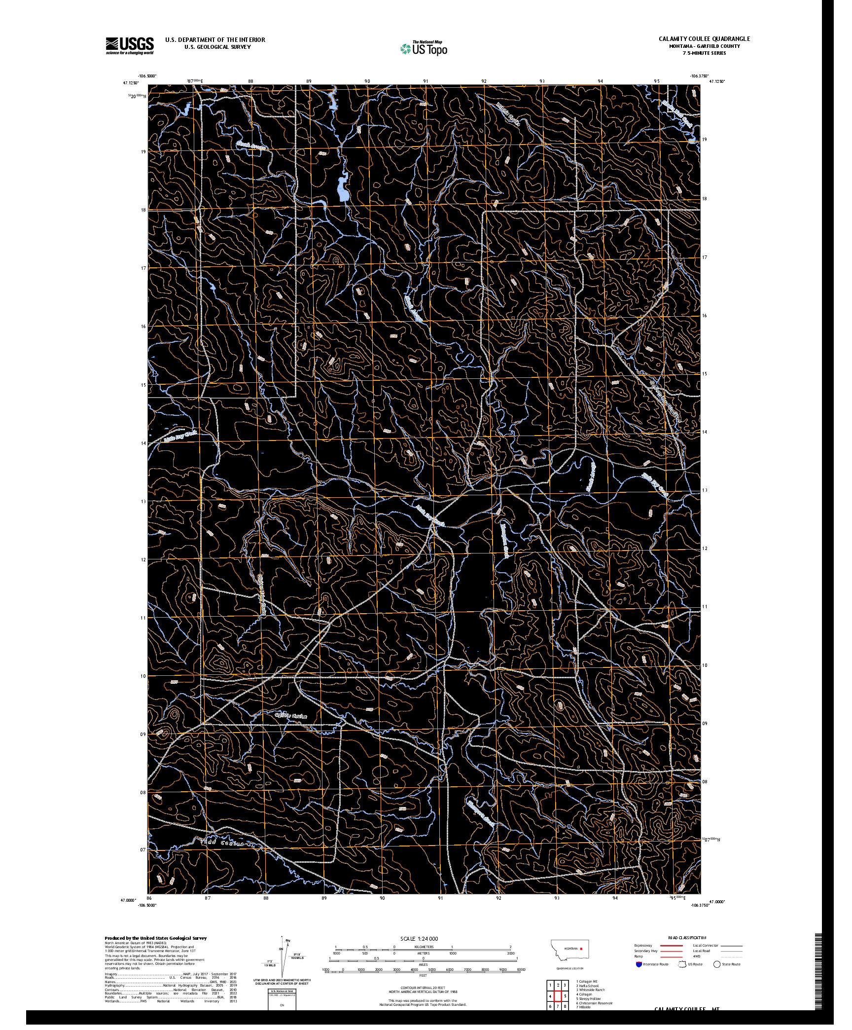 US TOPO 7.5-MINUTE MAP FOR CALAMITY COULEE, MT