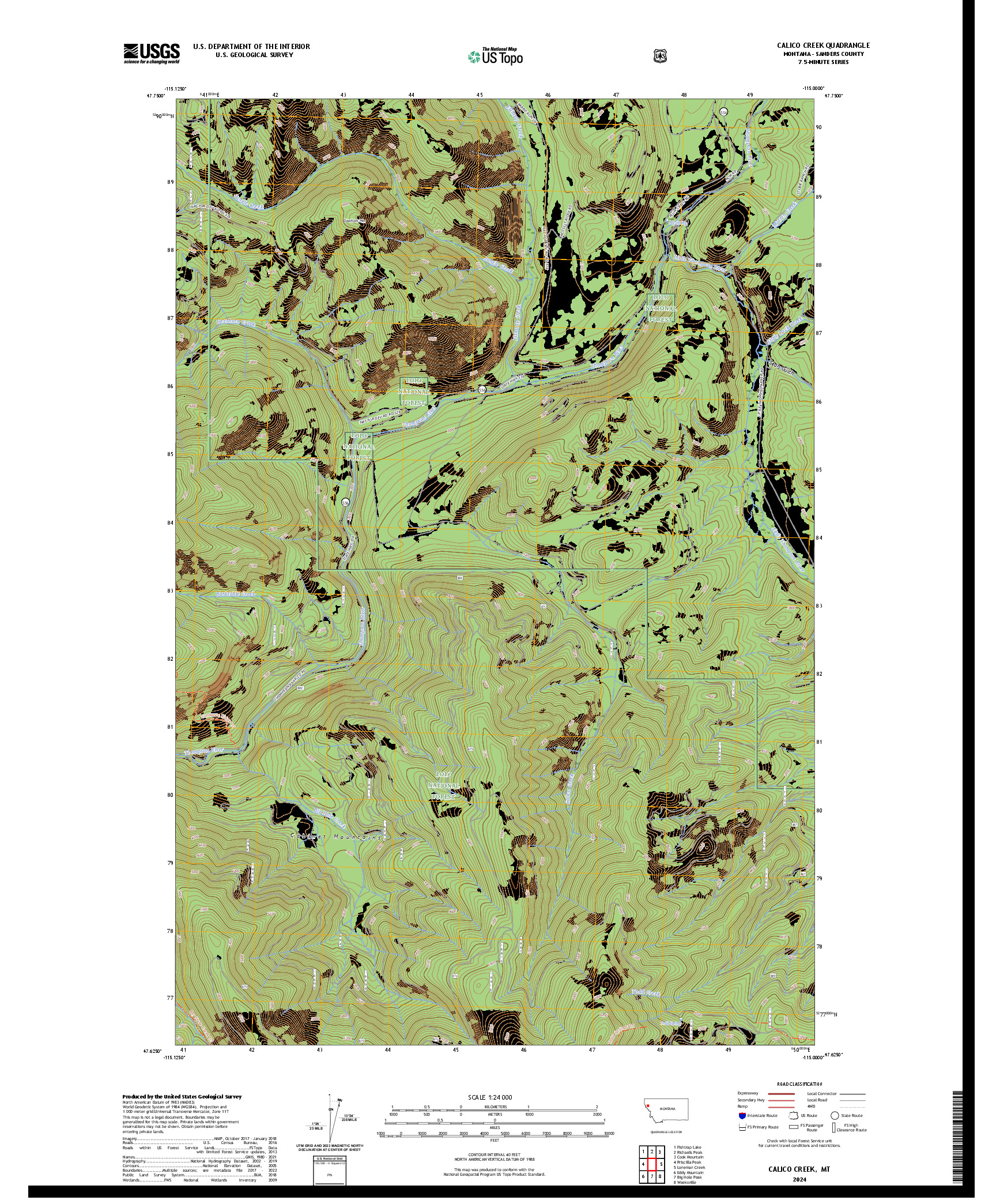 US TOPO 7.5-MINUTE MAP FOR CALICO CREEK, MT