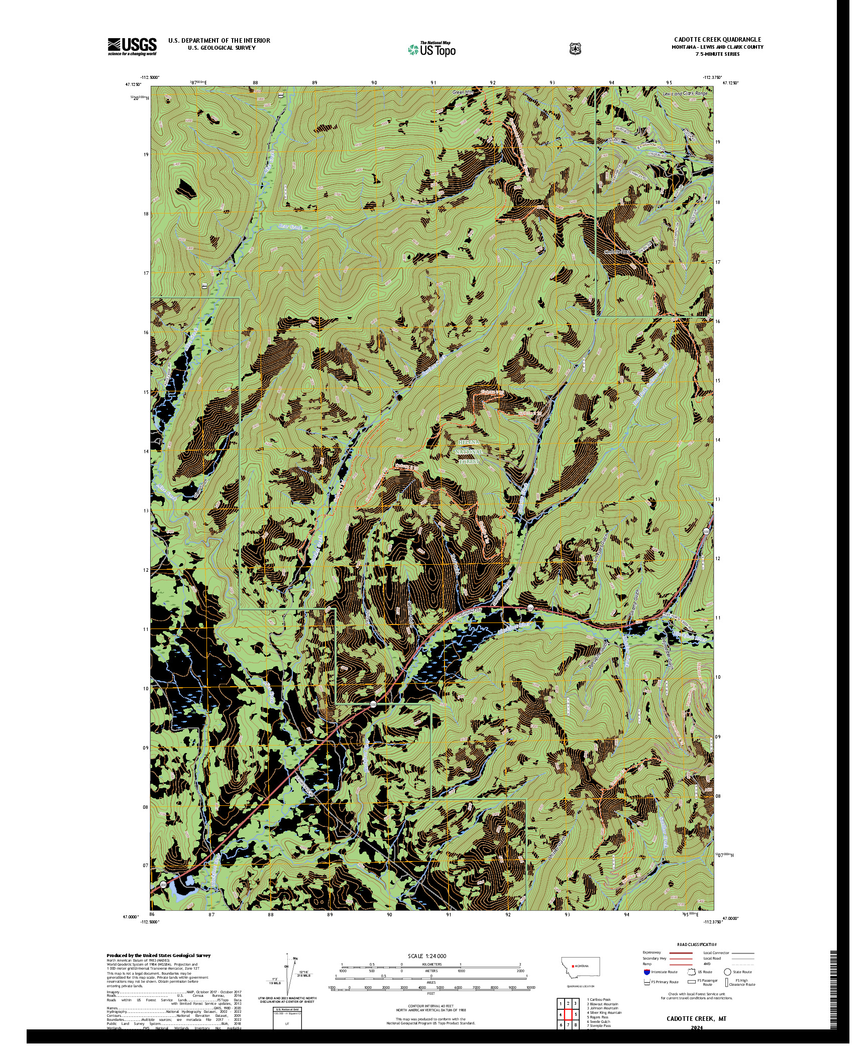 US TOPO 7.5-MINUTE MAP FOR CADOTTE CREEK, MT