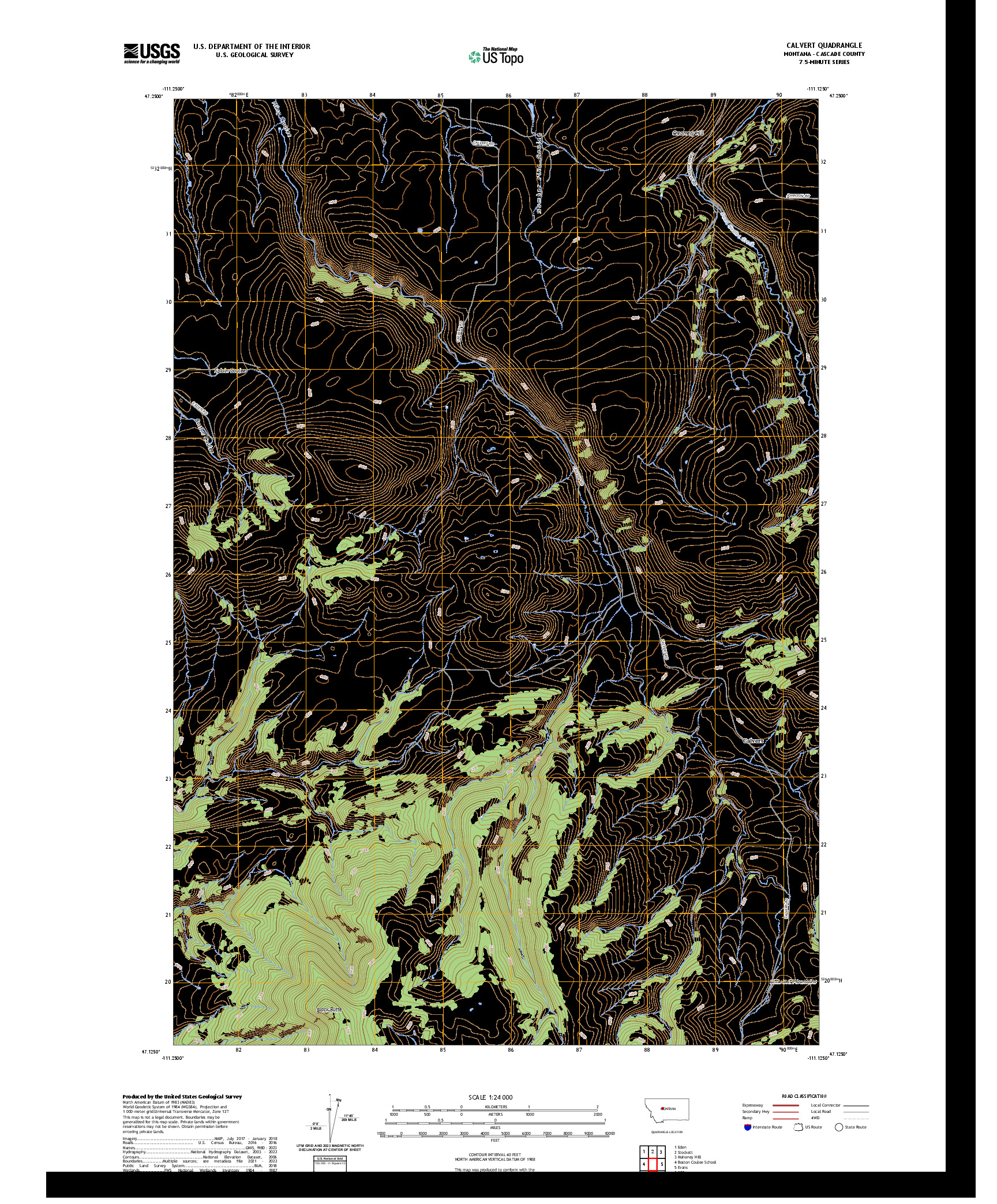 US TOPO 7.5-MINUTE MAP FOR CALVERT, MT