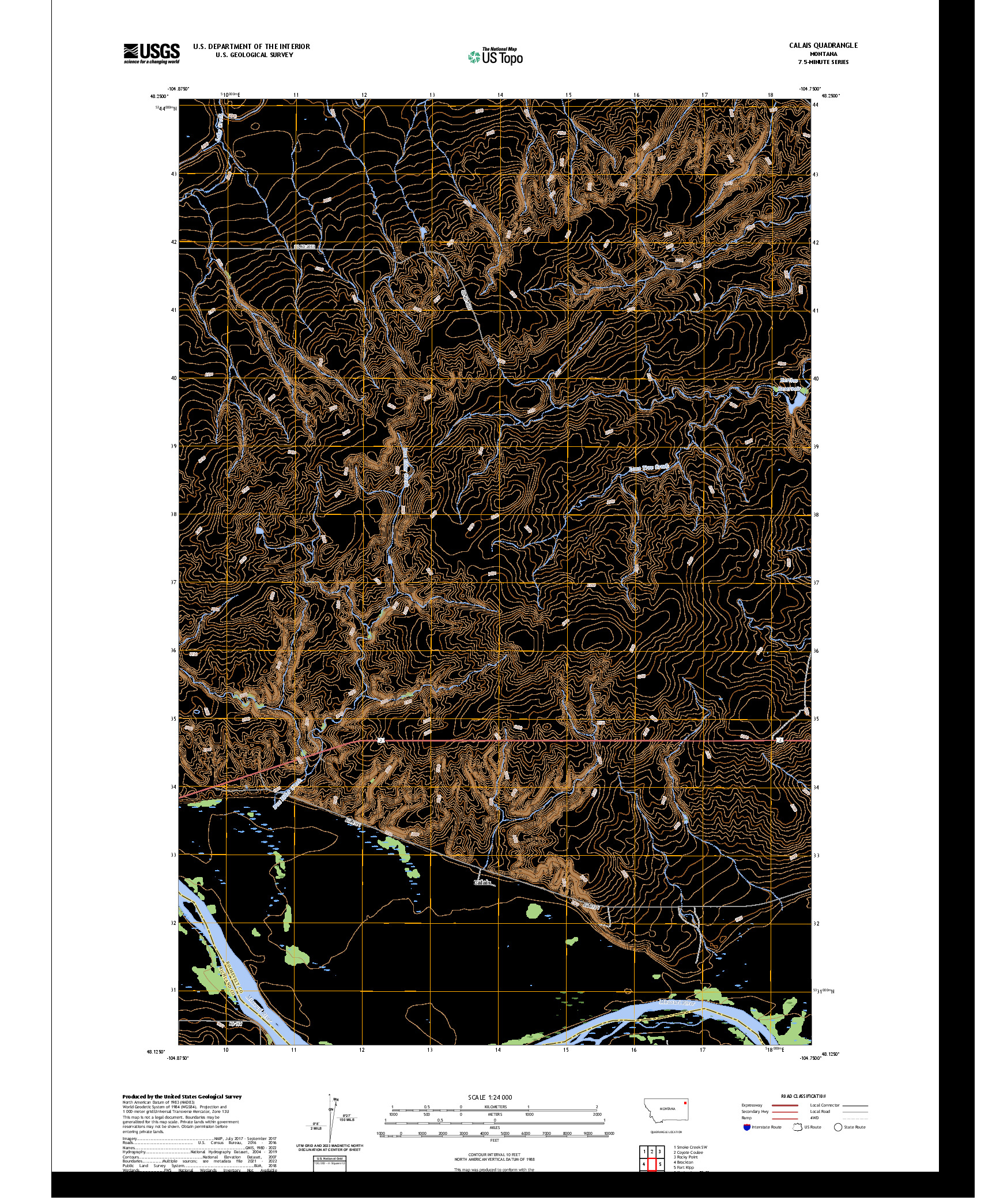 US TOPO 7.5-MINUTE MAP FOR CALAIS, MT