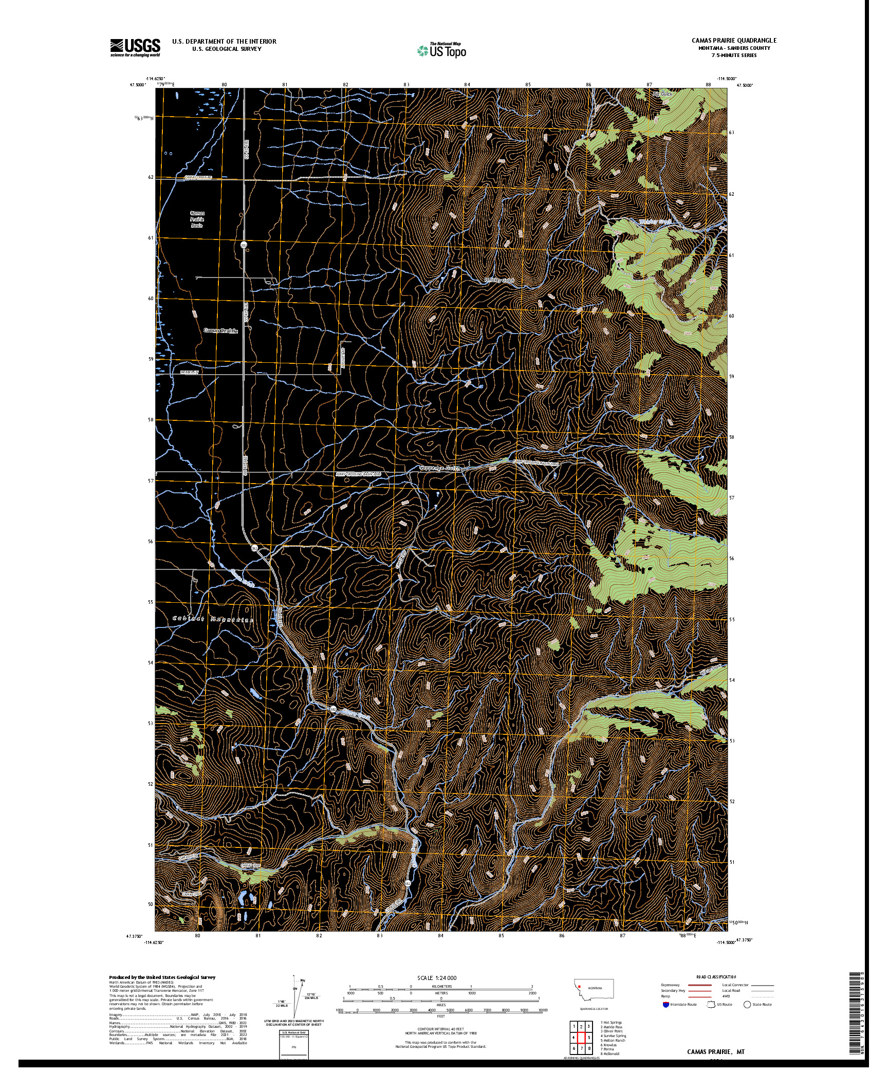 US TOPO 7.5-MINUTE MAP FOR CAMAS PRAIRIE, MT