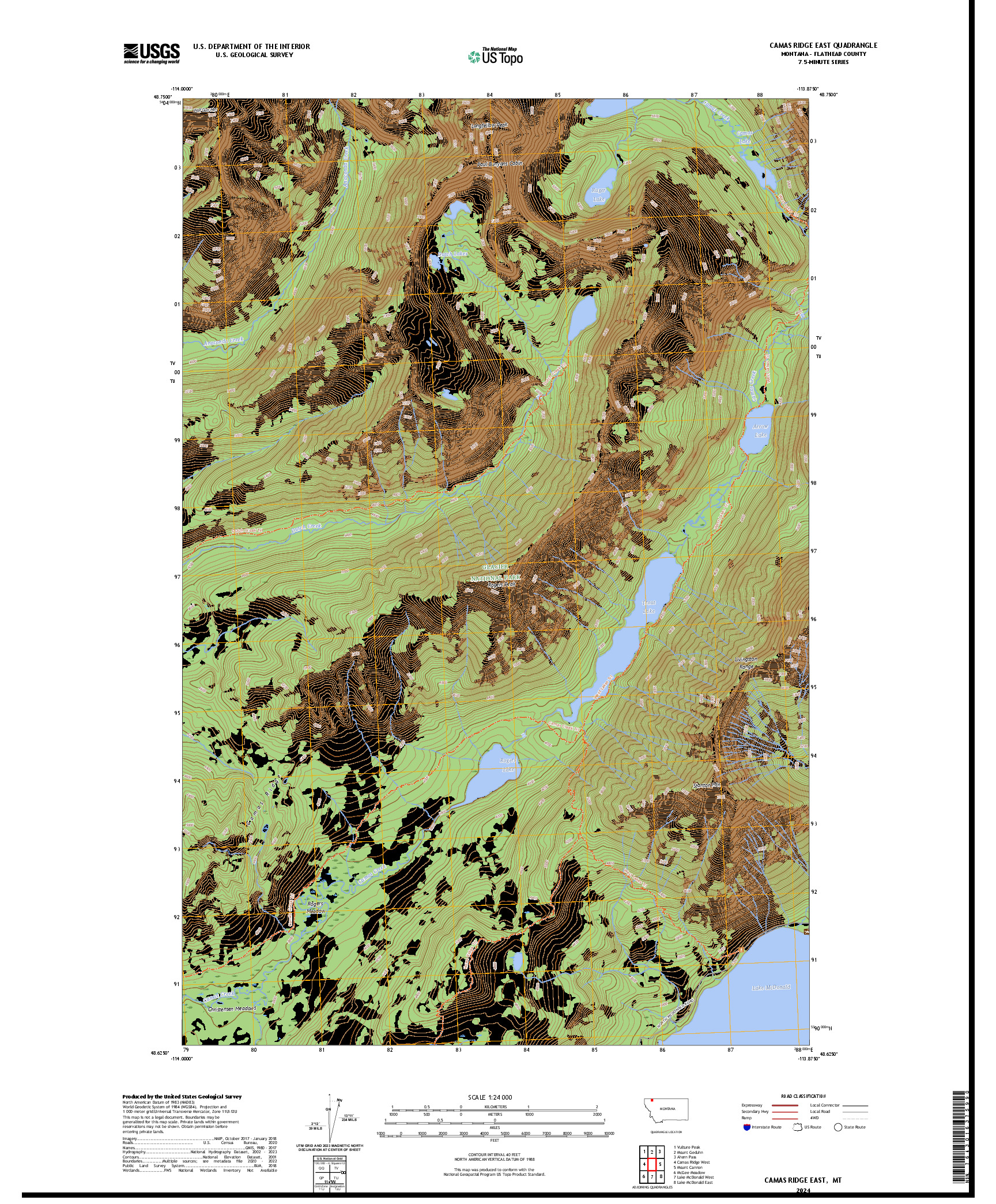 US TOPO 7.5-MINUTE MAP FOR CAMAS RIDGE EAST, MT