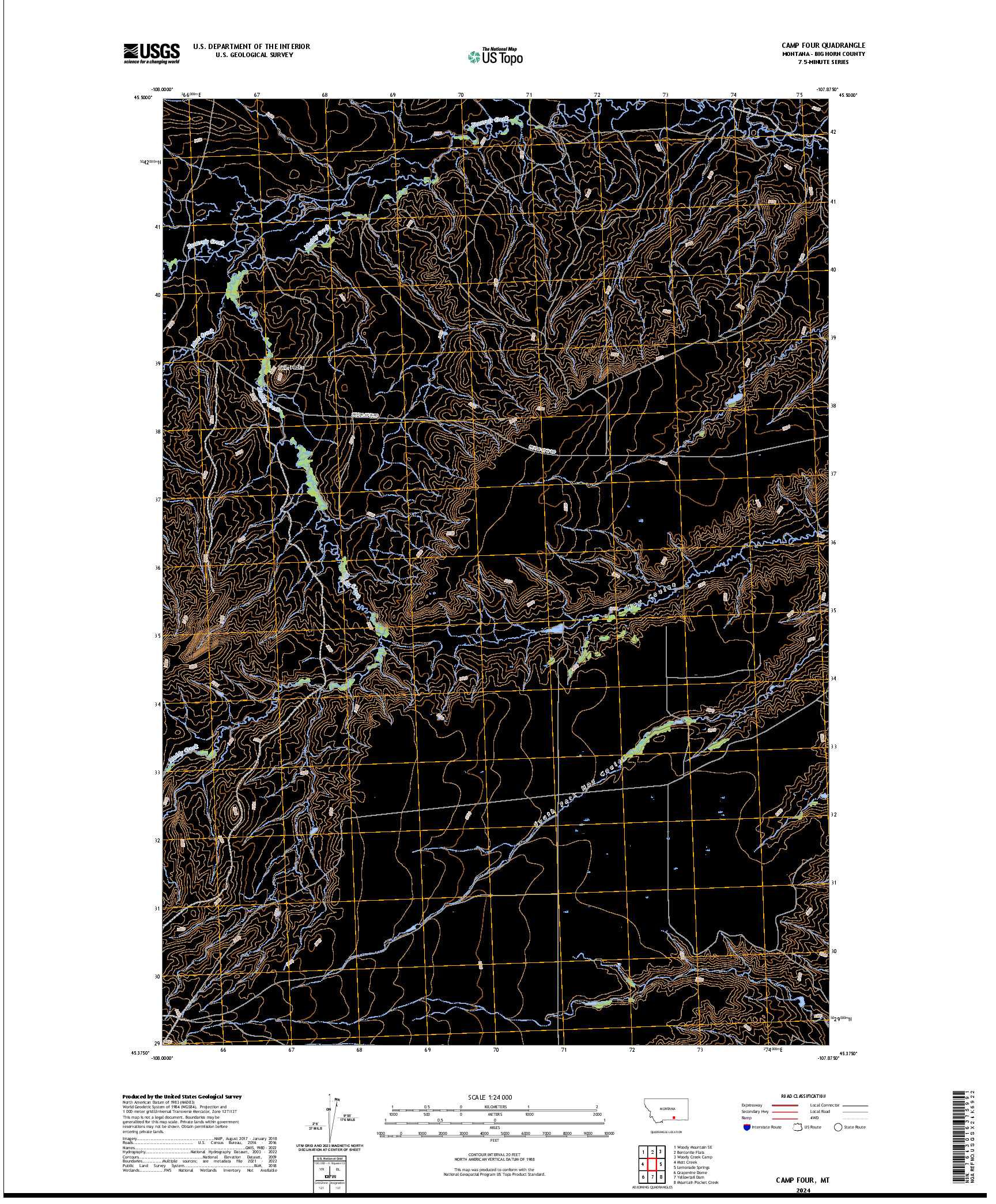 US TOPO 7.5-MINUTE MAP FOR CAMP FOUR, MT
