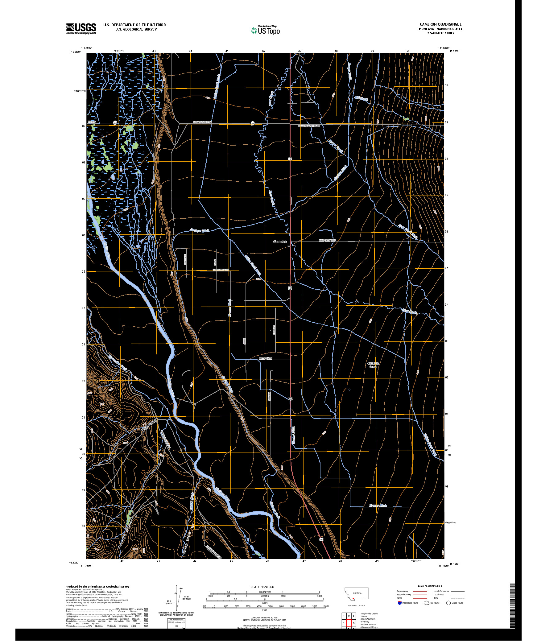US TOPO 7.5-MINUTE MAP FOR CAMERON, MT