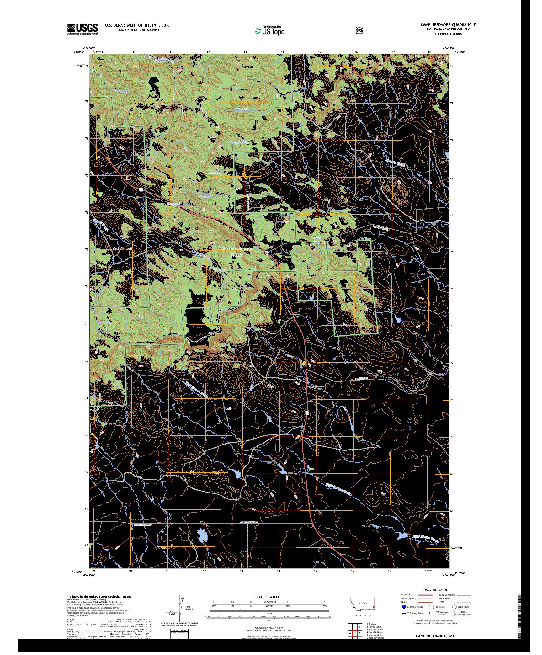 US TOPO 7.5-MINUTE MAP FOR CAMP NEEDMORE, MT