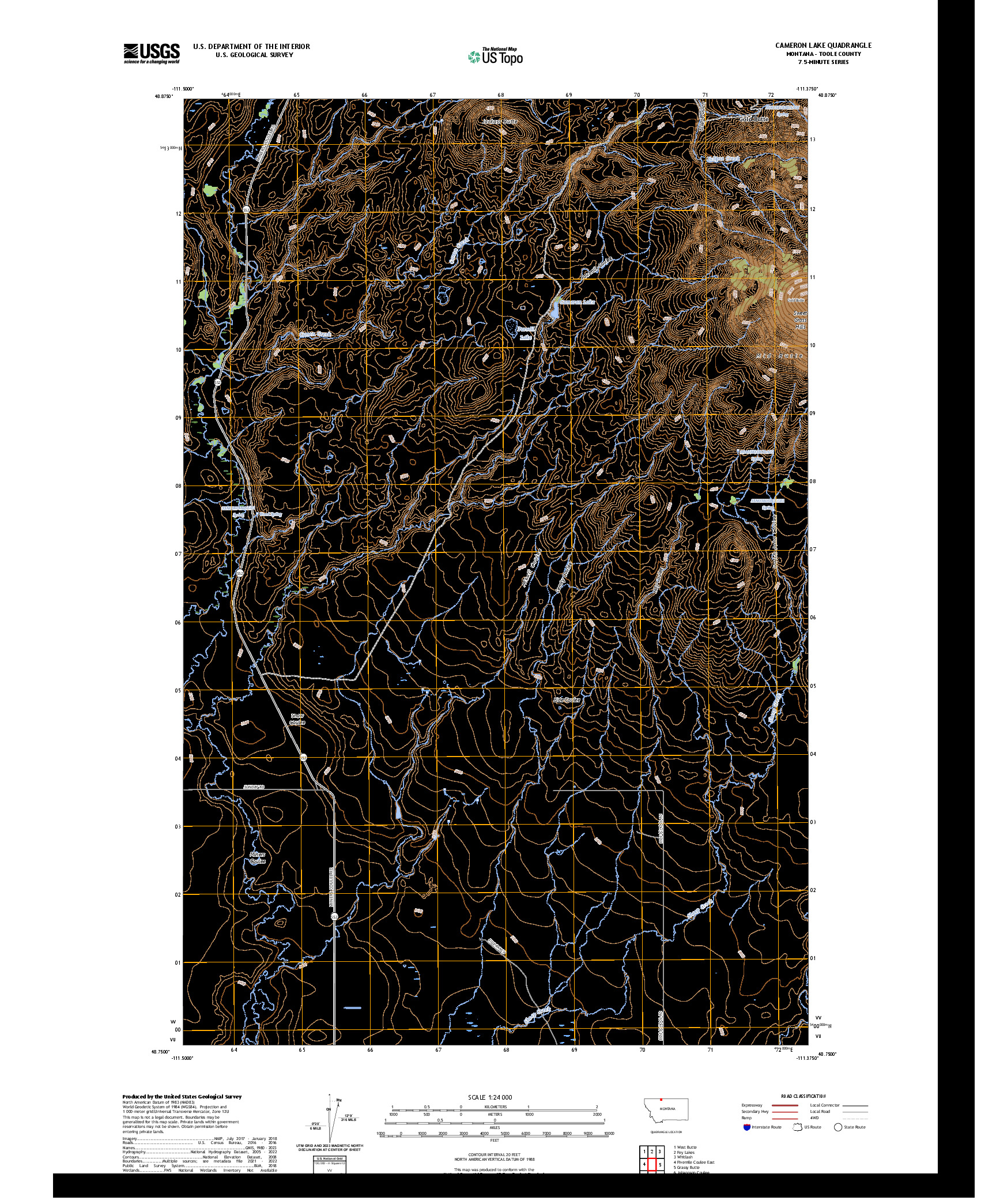 US TOPO 7.5-MINUTE MAP FOR CAMERON LAKE, MT