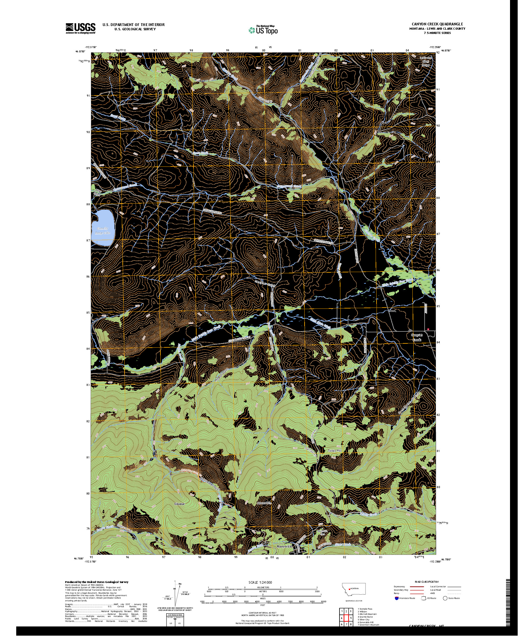 US TOPO 7.5-MINUTE MAP FOR CANYON CREEK, MT