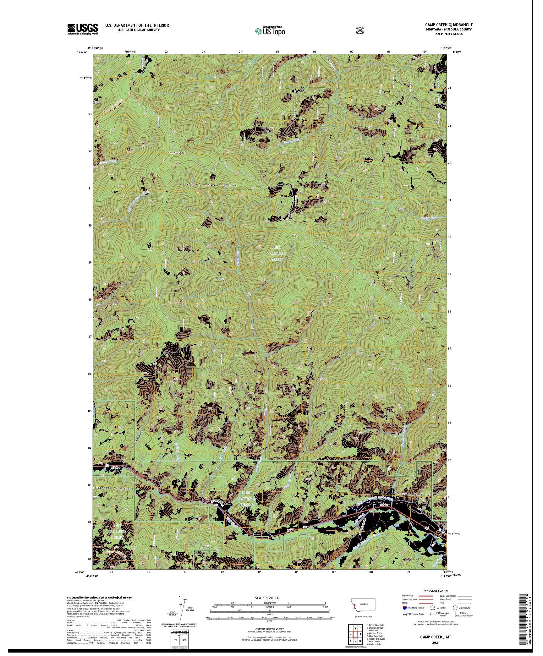 US TOPO 7.5-MINUTE MAP FOR CAMP CREEK, MT