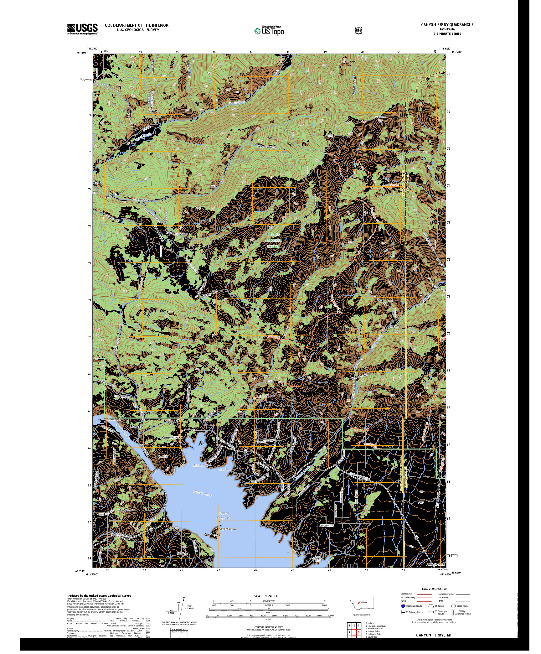 US TOPO 7.5-MINUTE MAP FOR CANYON FERRY, MT