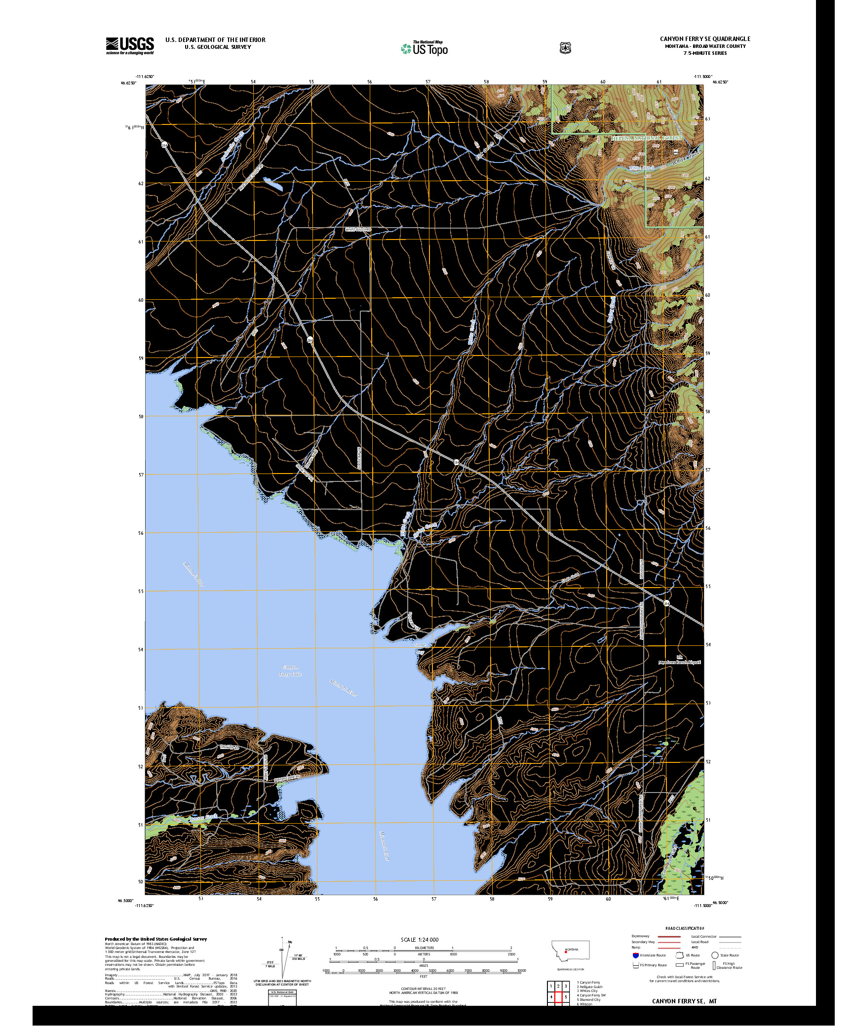 US TOPO 7.5-MINUTE MAP FOR CANYON FERRY SE, MT