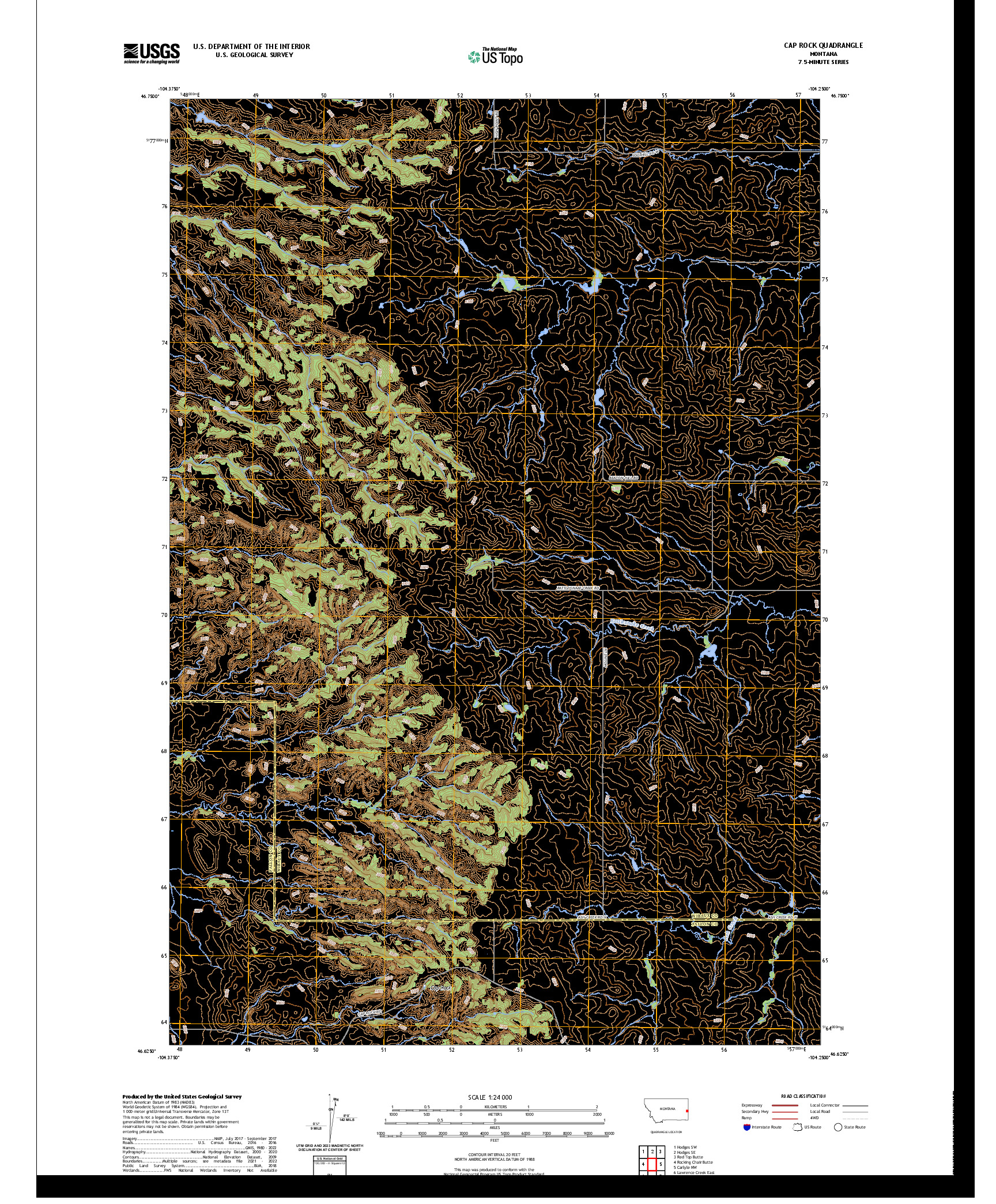 US TOPO 7.5-MINUTE MAP FOR CAP ROCK, MT