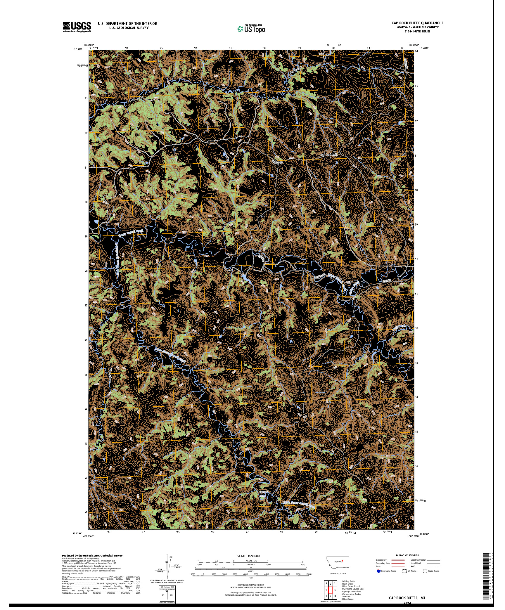 US TOPO 7.5-MINUTE MAP FOR CAP ROCK BUTTE, MT