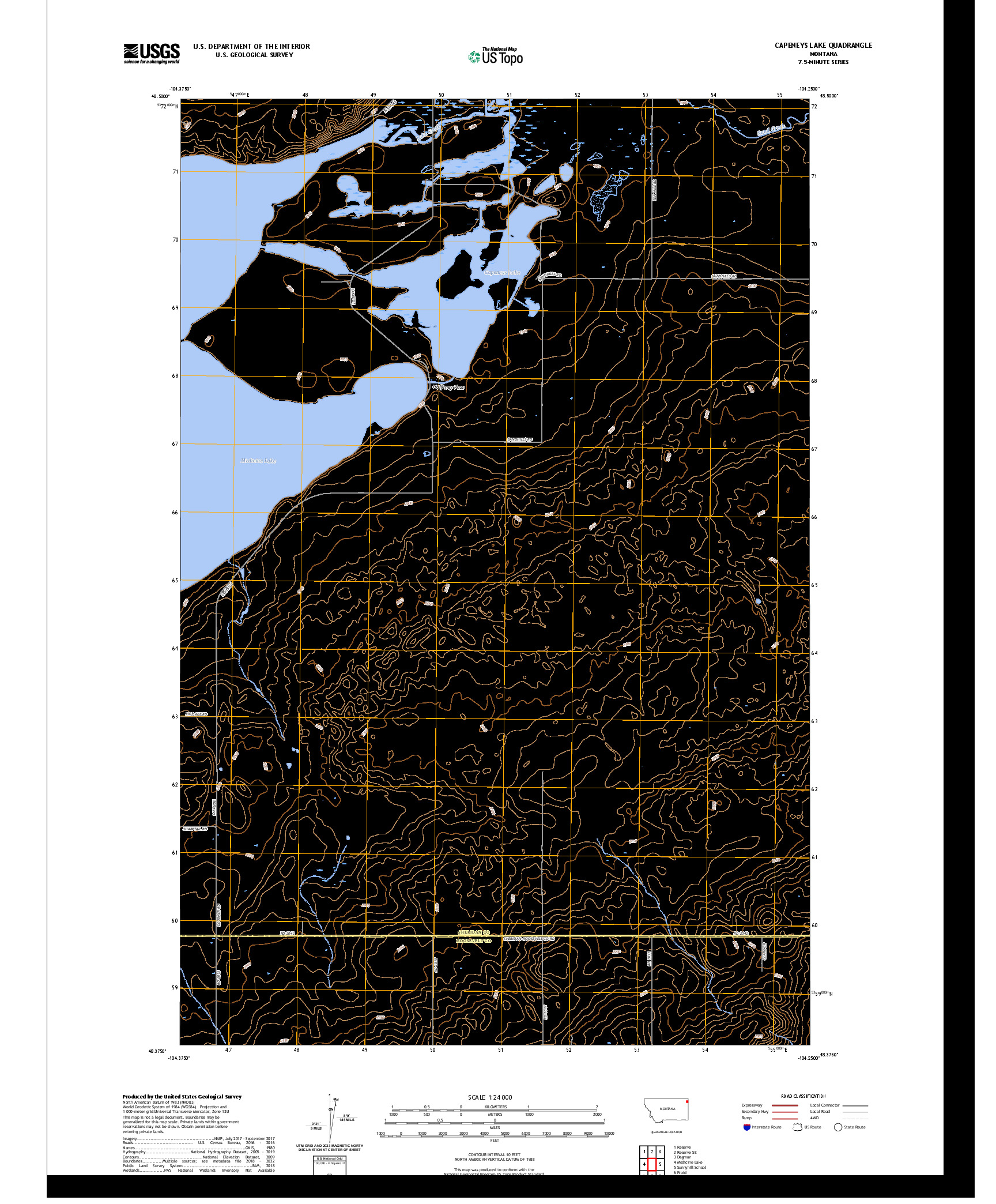 US TOPO 7.5-MINUTE MAP FOR CAPENEYS LAKE, MT