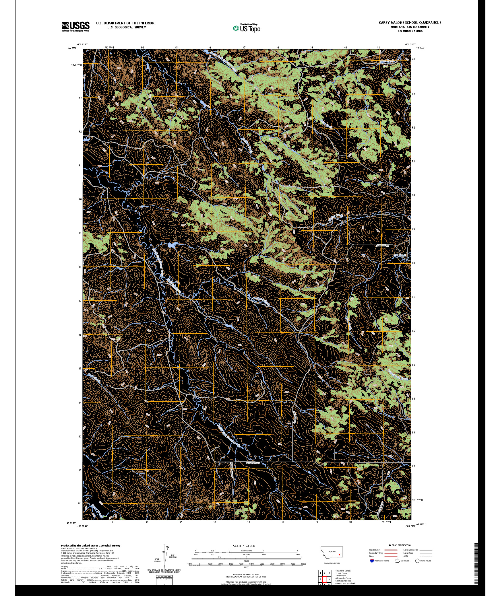 US TOPO 7.5-MINUTE MAP FOR CAREY-MALONE SCHOOL, MT