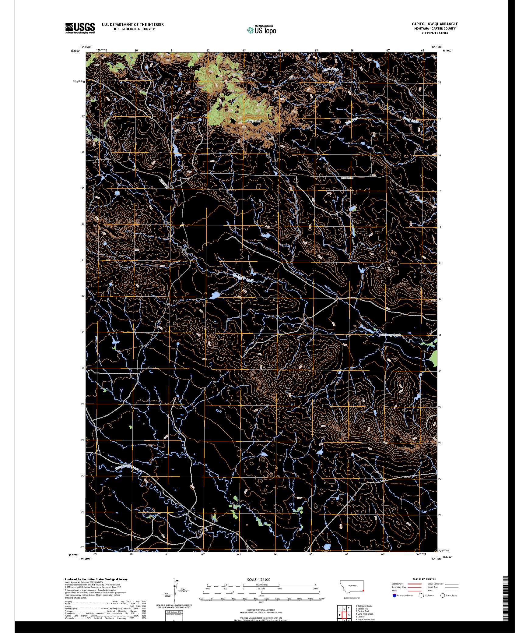 US TOPO 7.5-MINUTE MAP FOR CAPITOL NW, MT
