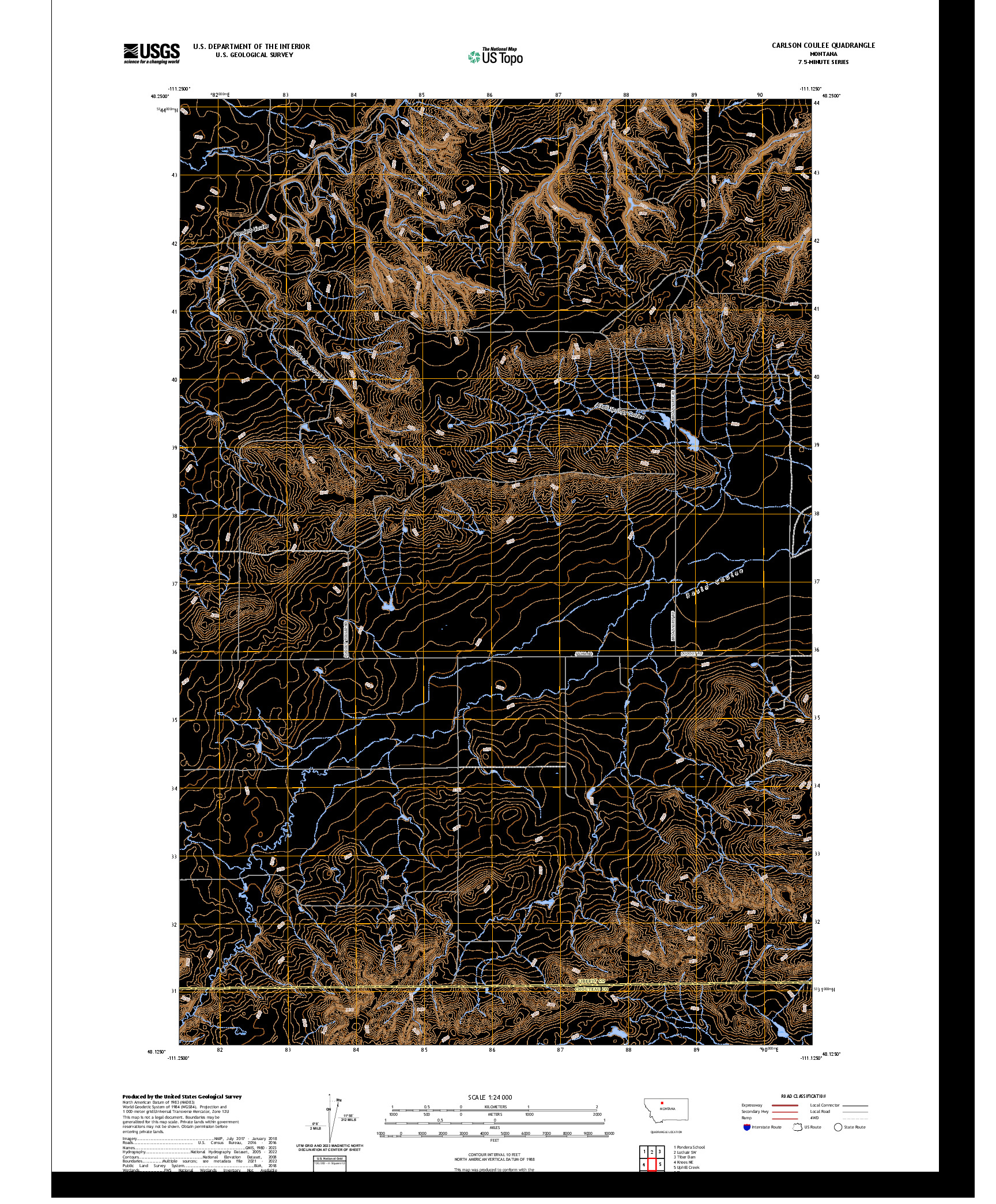 US TOPO 7.5-MINUTE MAP FOR CARLSON COULEE, MT