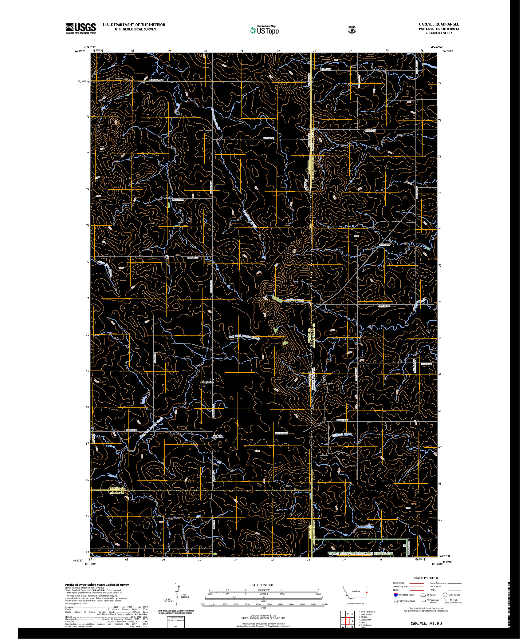 US TOPO 7.5-MINUTE MAP FOR CARLYLE, MT,ND