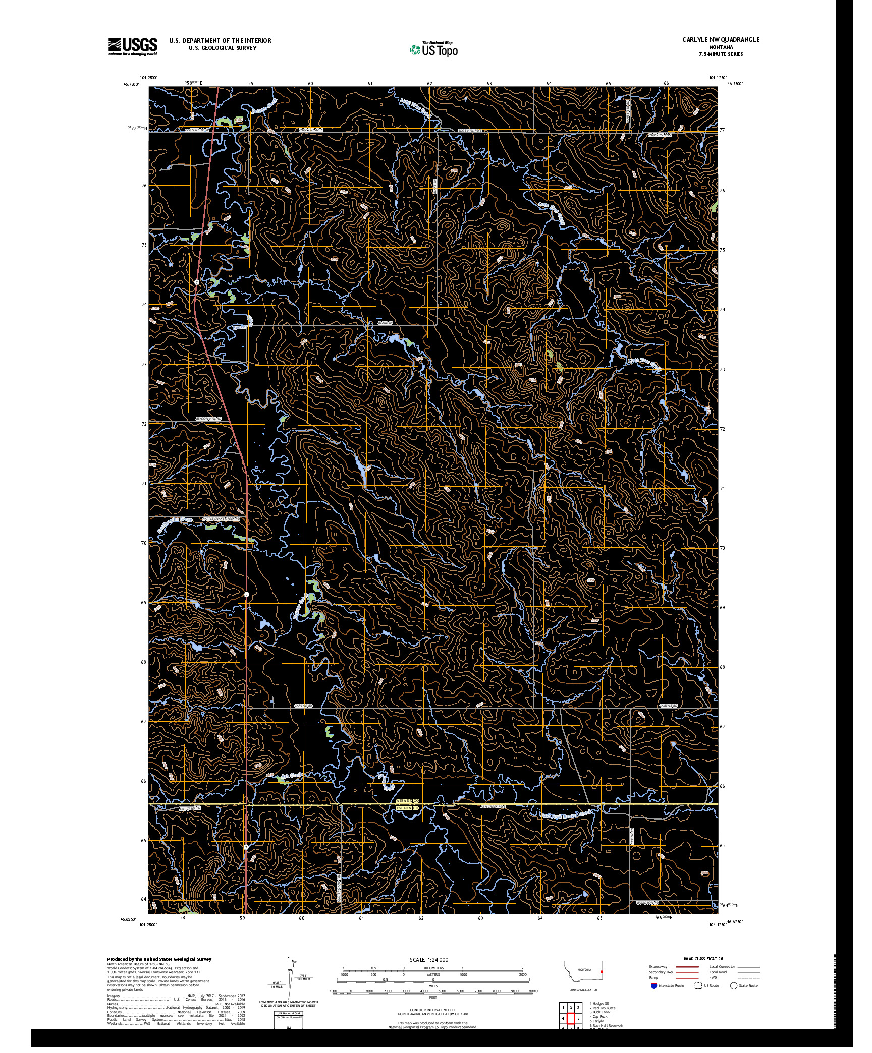 US TOPO 7.5-MINUTE MAP FOR CARLYLE NW, MT