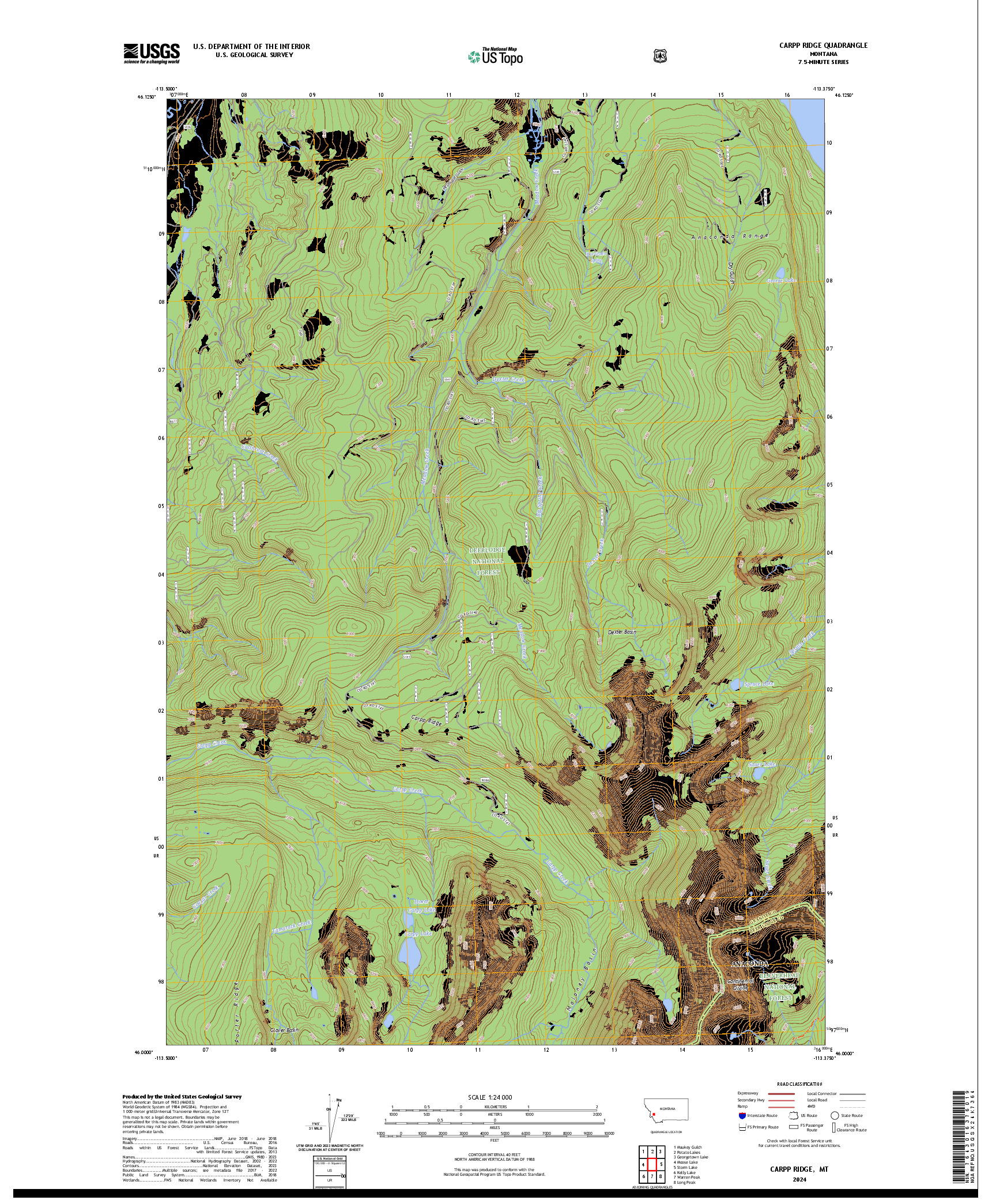 US TOPO 7.5-MINUTE MAP FOR CARPP RIDGE, MT