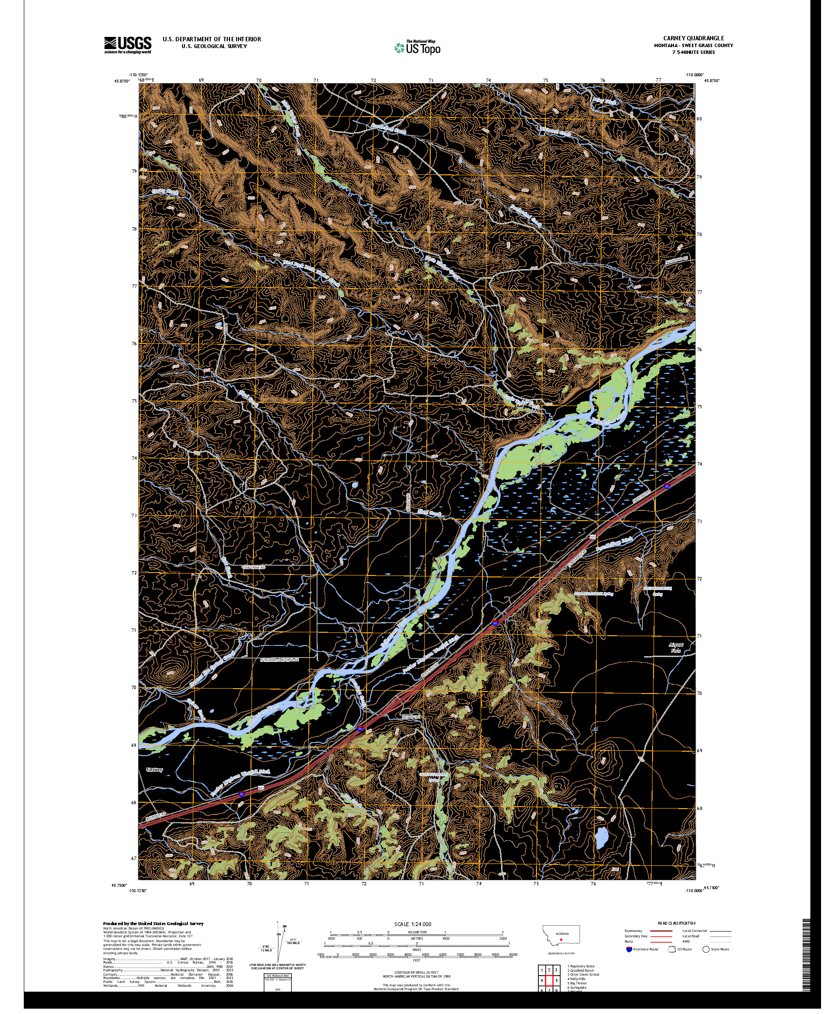 US TOPO 7.5-MINUTE MAP FOR CARNEY, MT