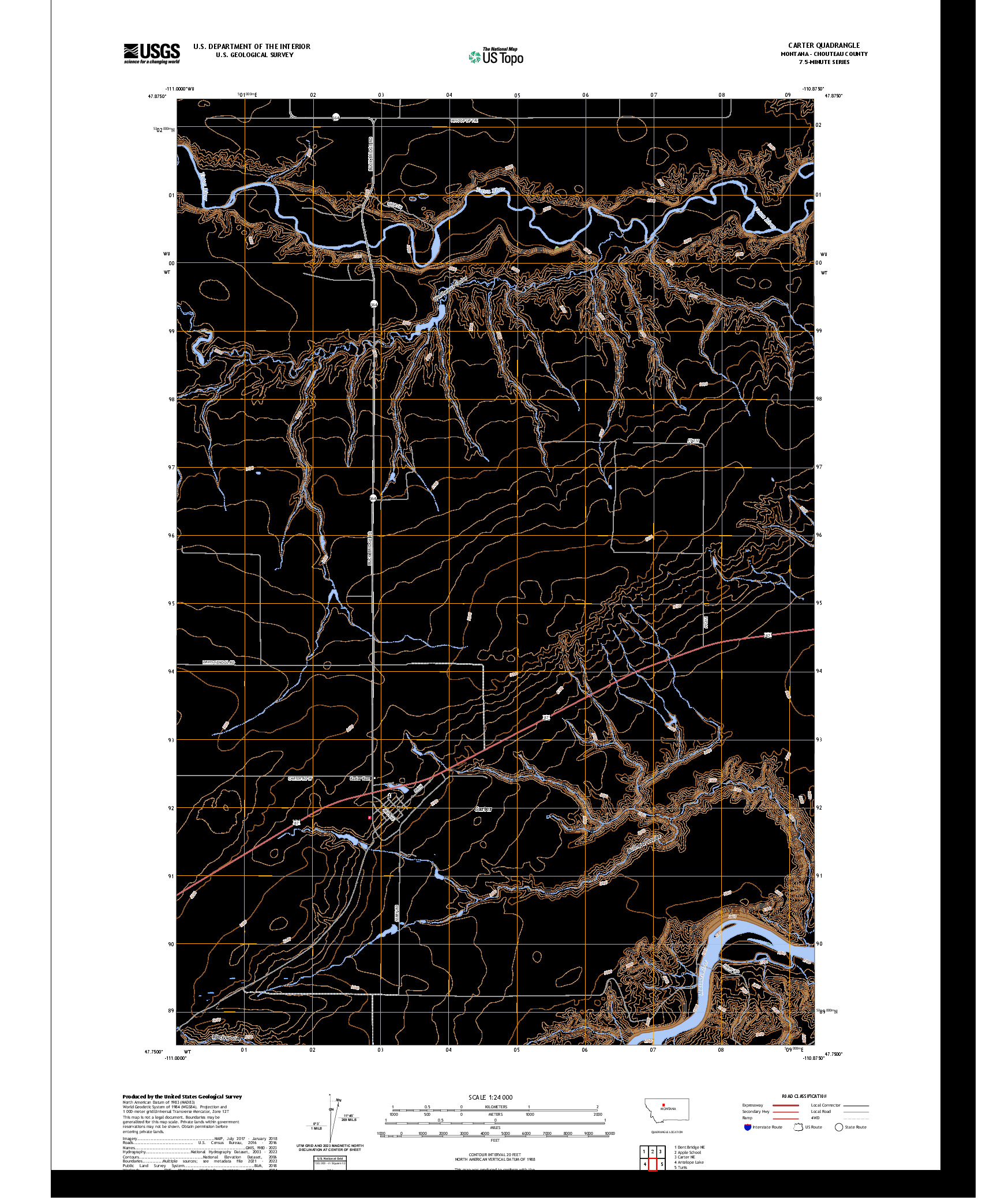 US TOPO 7.5-MINUTE MAP FOR CARTER, MT