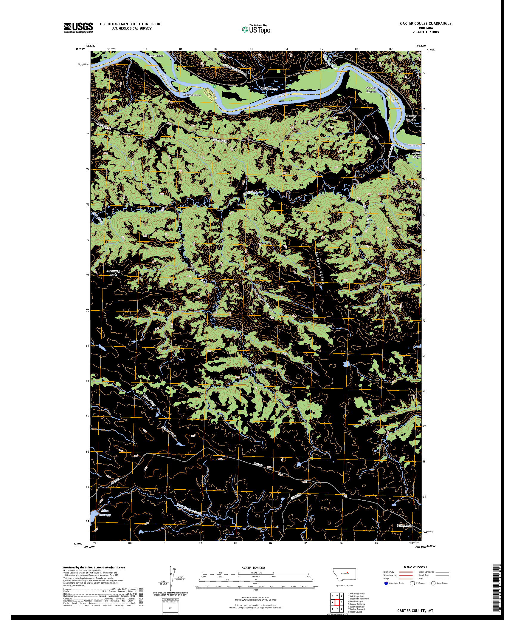 US TOPO 7.5-MINUTE MAP FOR CARTER COULEE, MT