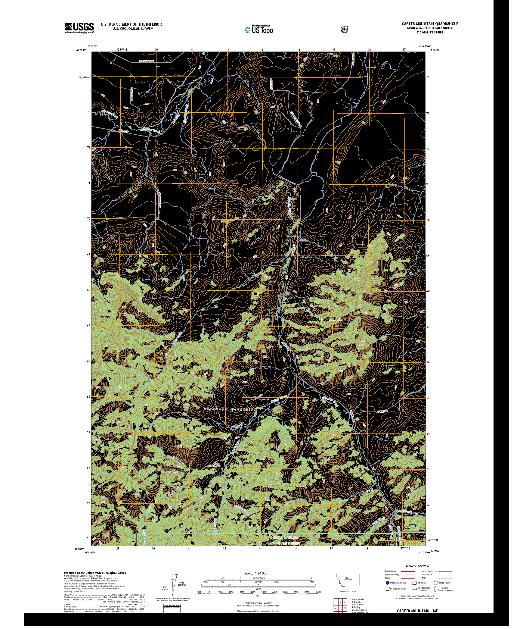 US TOPO 7.5-MINUTE MAP FOR CARTER MOUNTAIN, MT