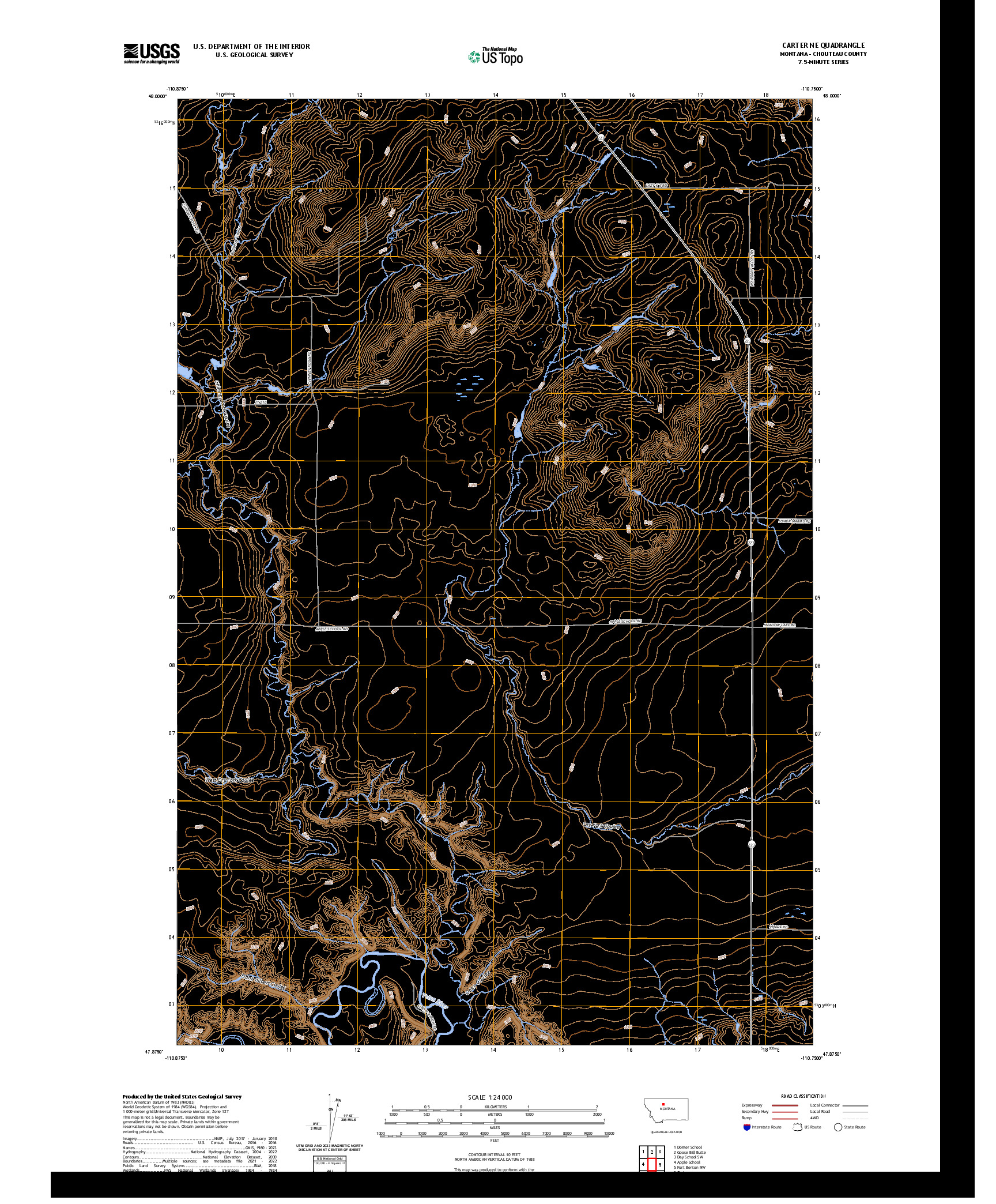 US TOPO 7.5-MINUTE MAP FOR CARTER NE, MT