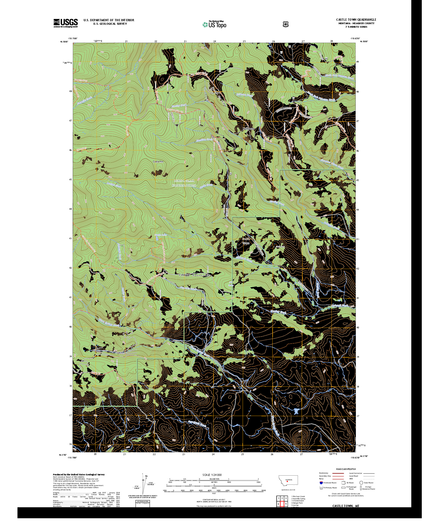US TOPO 7.5-MINUTE MAP FOR CASTLE TOWN, MT