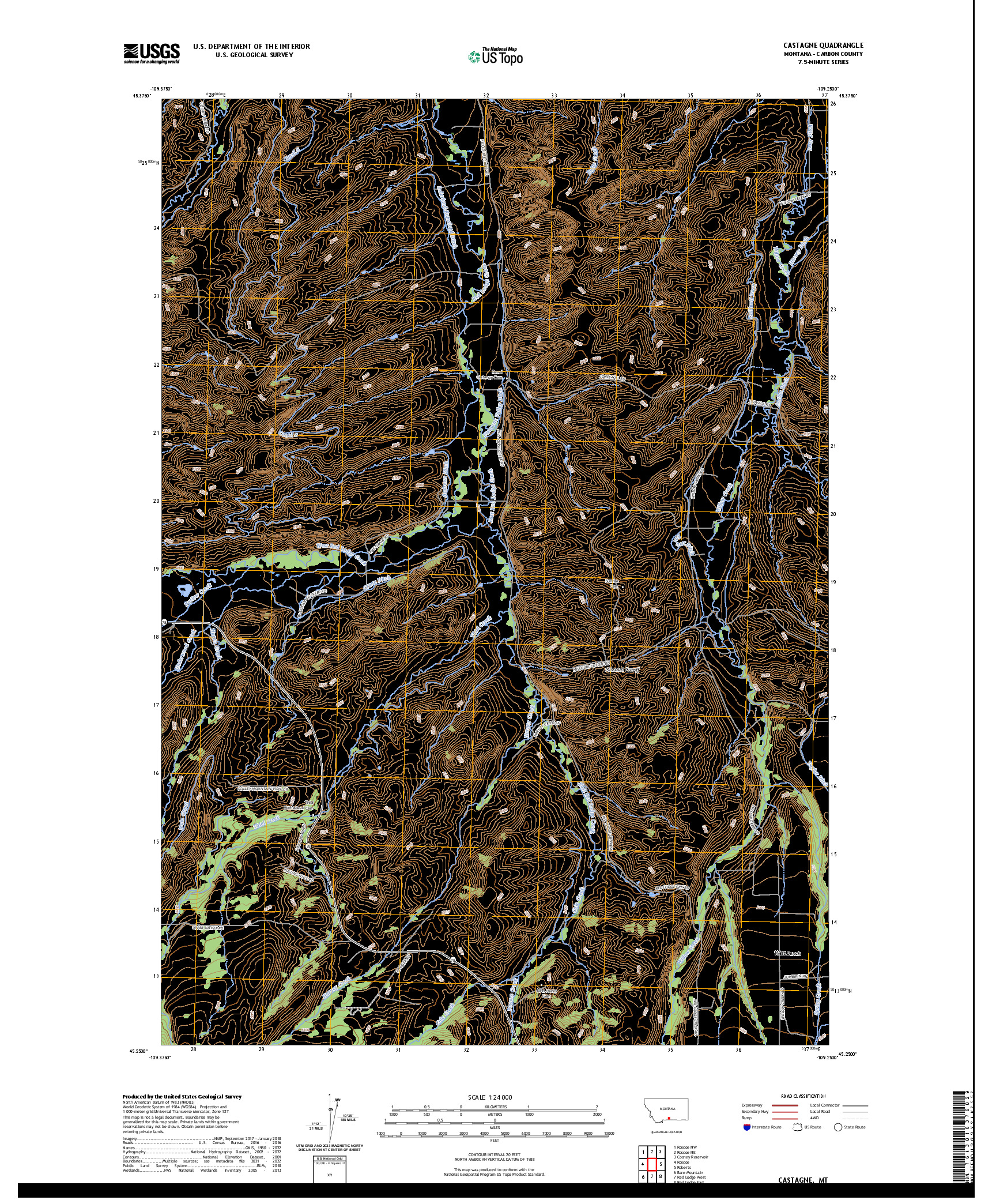 US TOPO 7.5-MINUTE MAP FOR CASTAGNE, MT