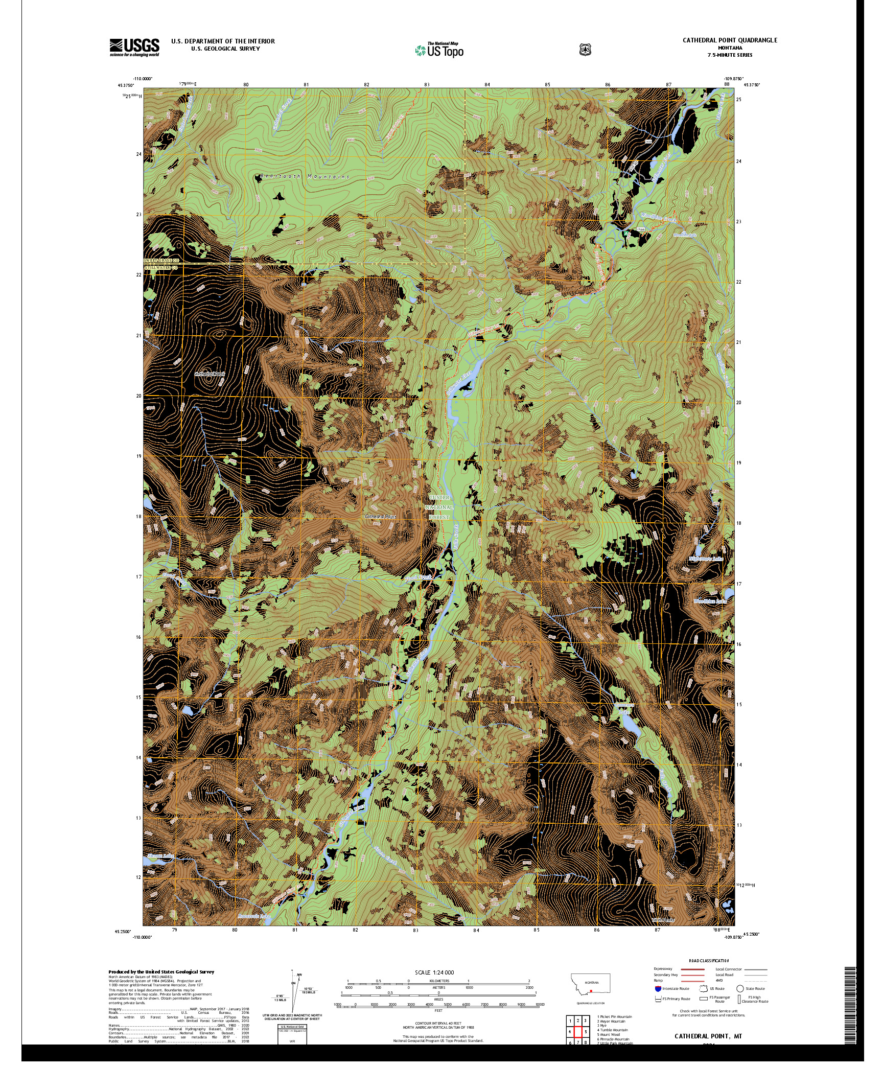 US TOPO 7.5-MINUTE MAP FOR CATHEDRAL POINT, MT