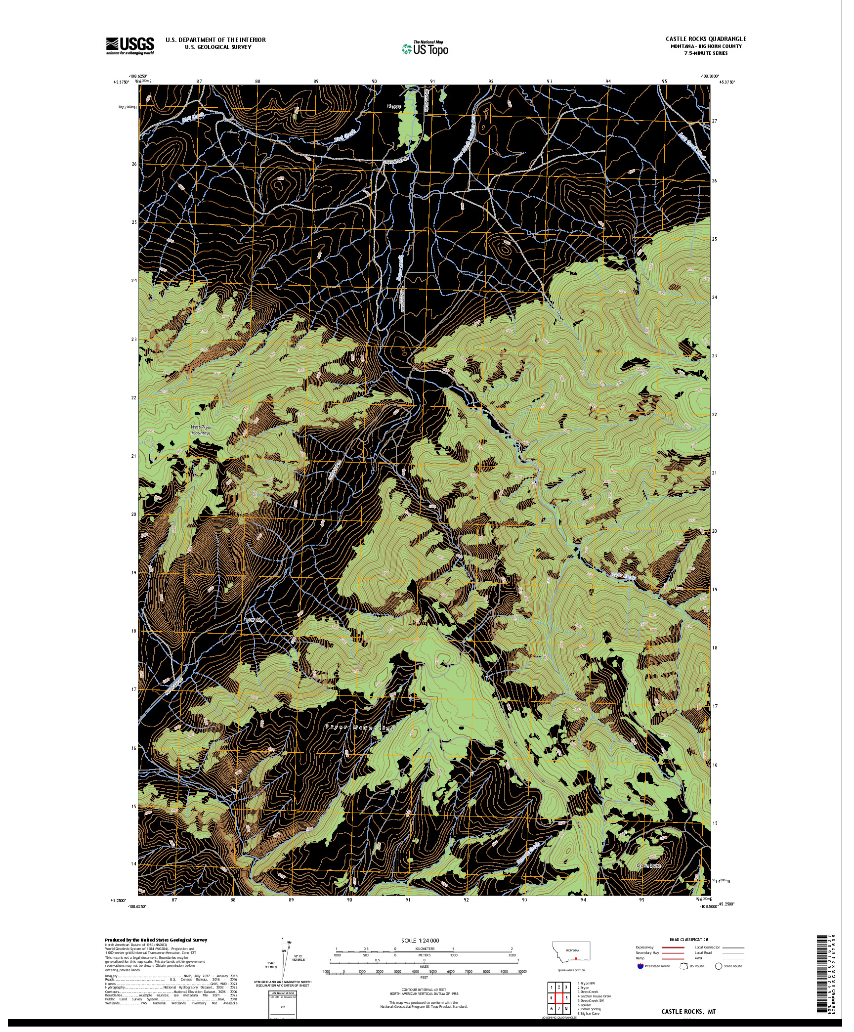 US TOPO 7.5-MINUTE MAP FOR CASTLE ROCKS, MT