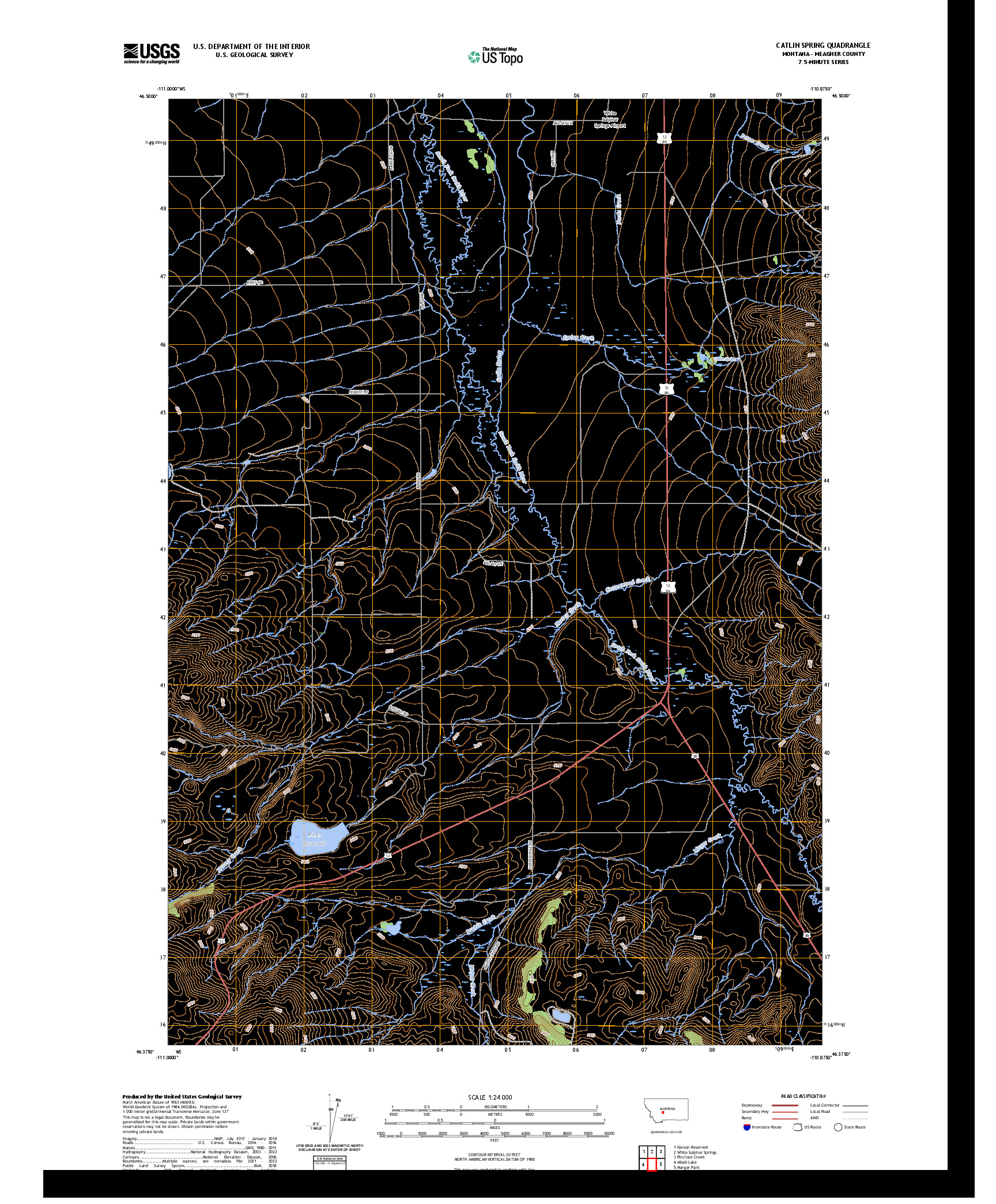 US TOPO 7.5-MINUTE MAP FOR CATLIN SPRING, MT