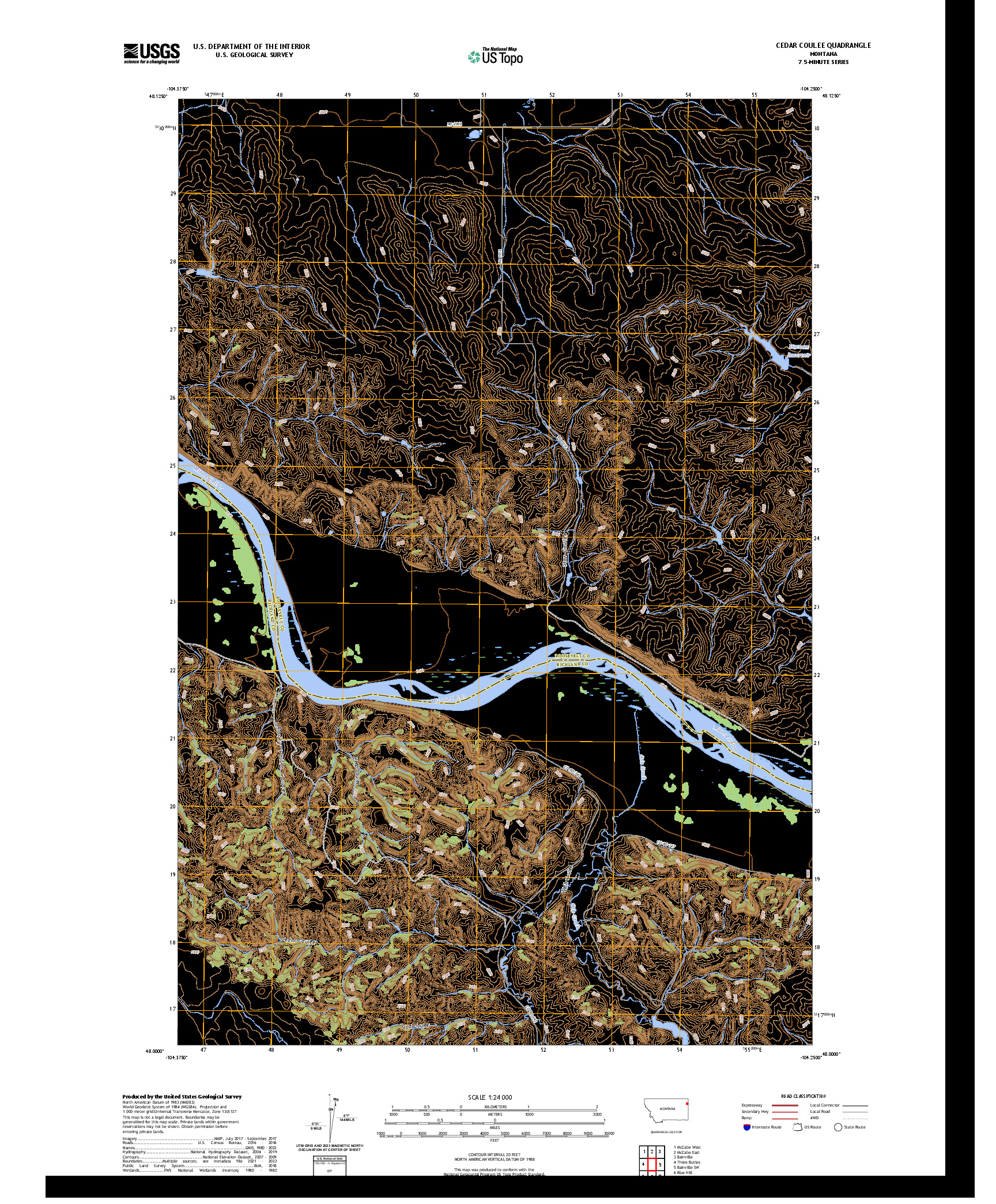 US TOPO 7.5-MINUTE MAP FOR CEDAR COULEE, MT