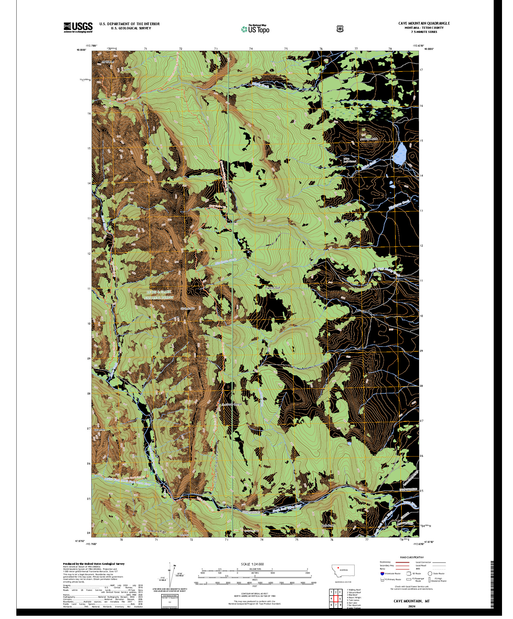 US TOPO 7.5-MINUTE MAP FOR CAVE MOUNTAIN, MT