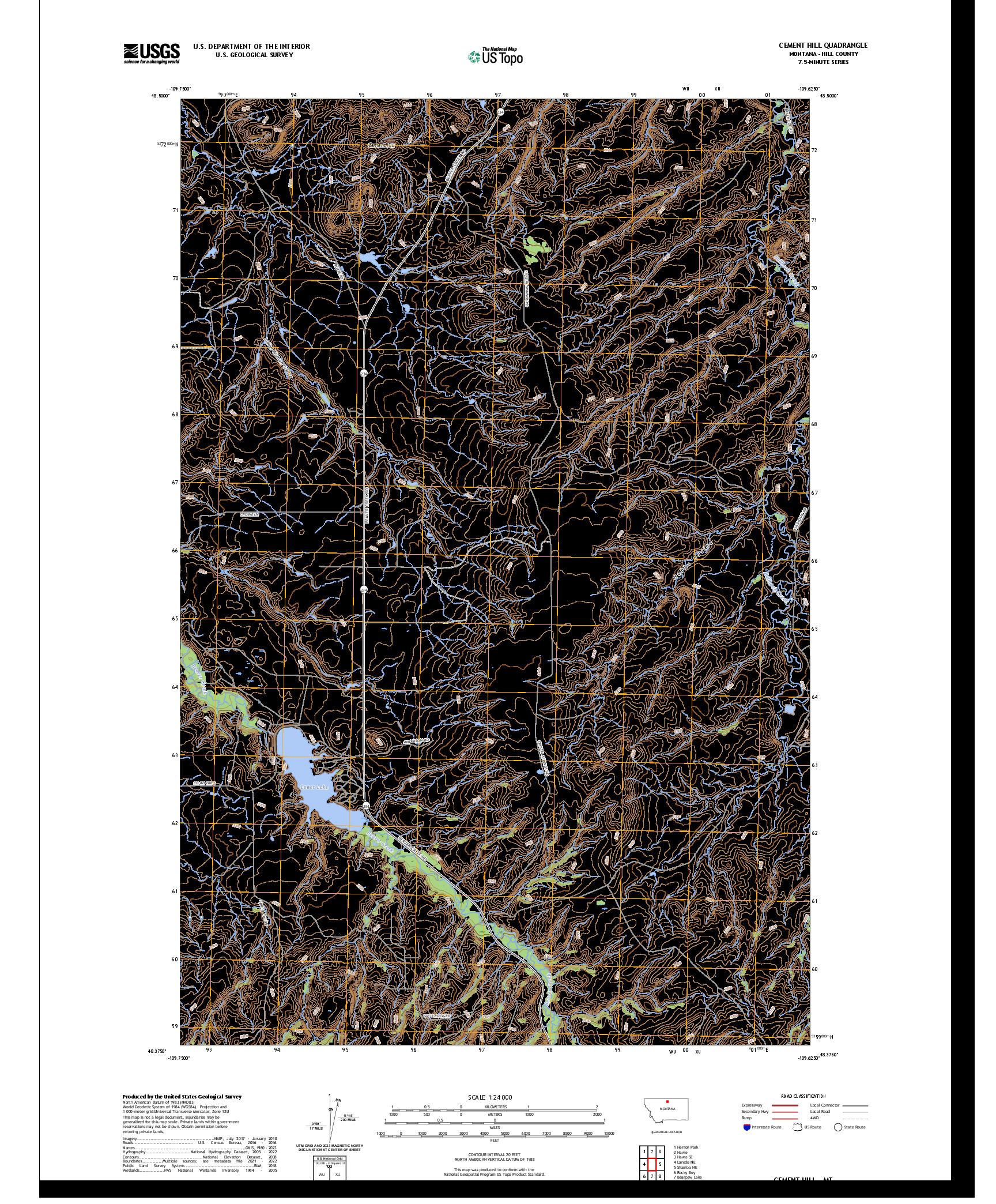 US TOPO 7.5-MINUTE MAP FOR CEMENT HILL, MT