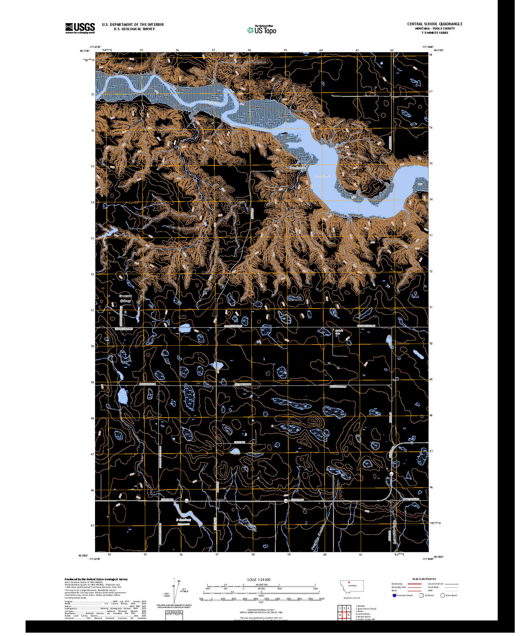 US TOPO 7.5-MINUTE MAP FOR CENTRAL SCHOOL, MT