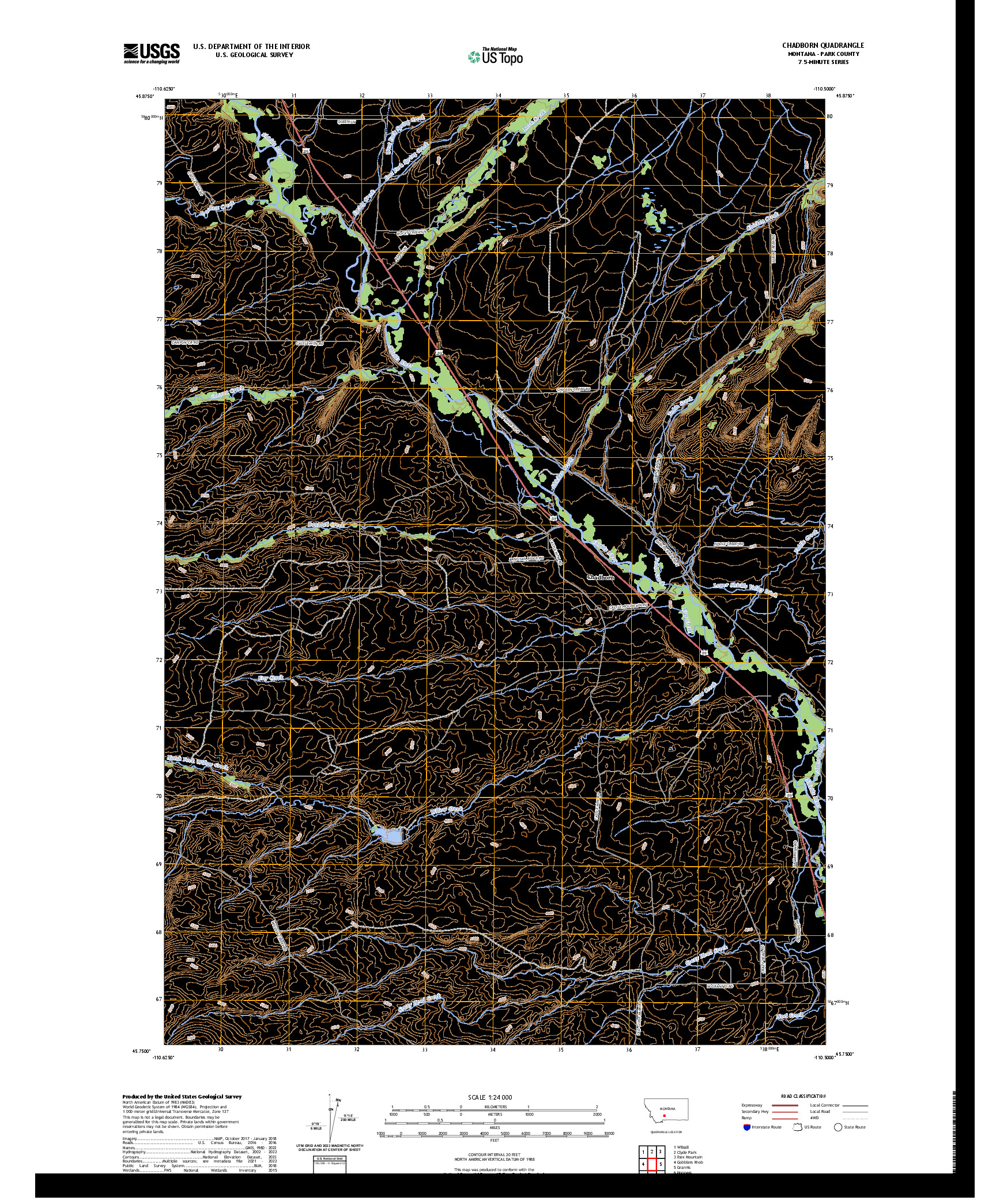 US TOPO 7.5-MINUTE MAP FOR CHADBORN, MT