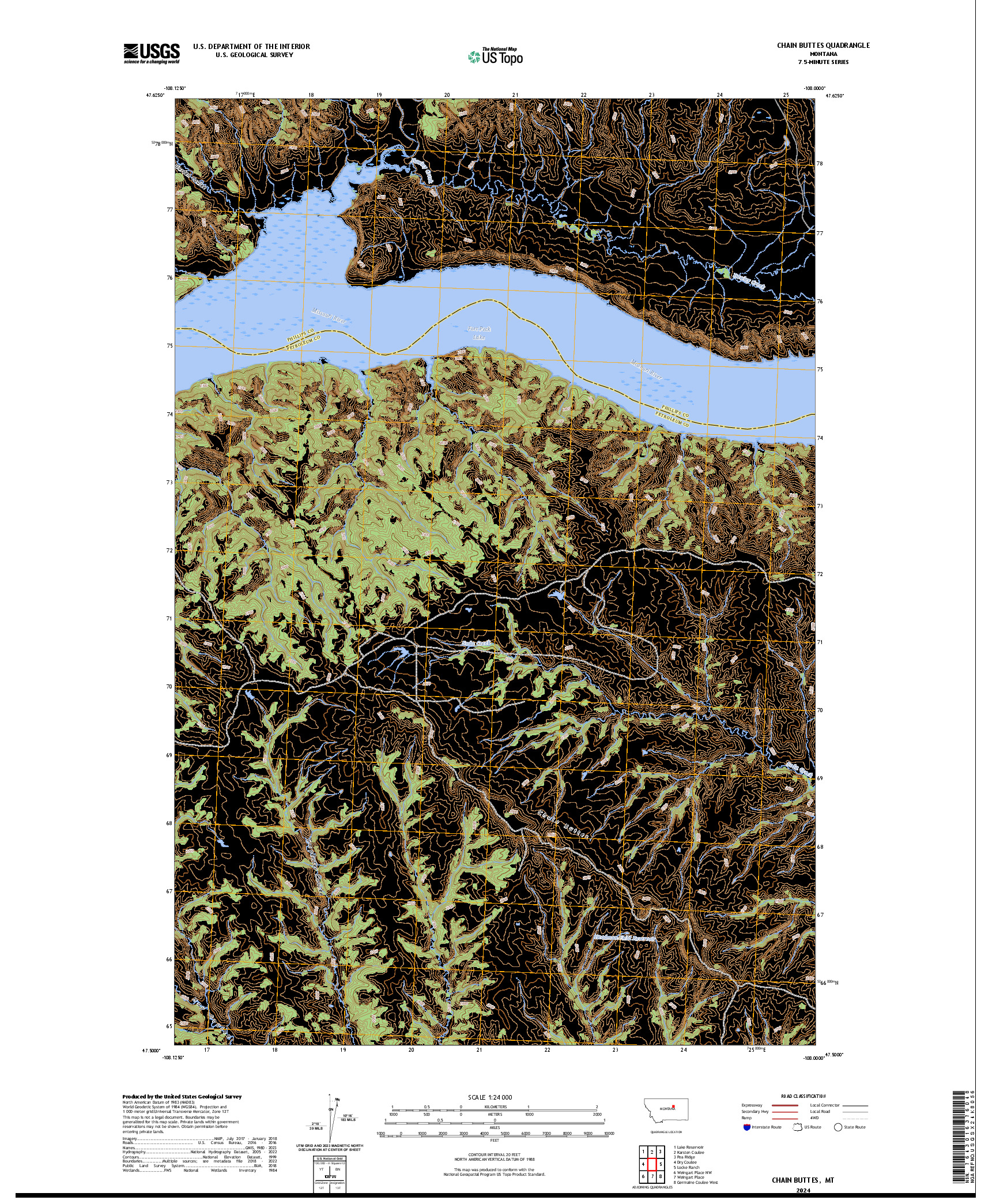 US TOPO 7.5-MINUTE MAP FOR CHAIN BUTTES, MT