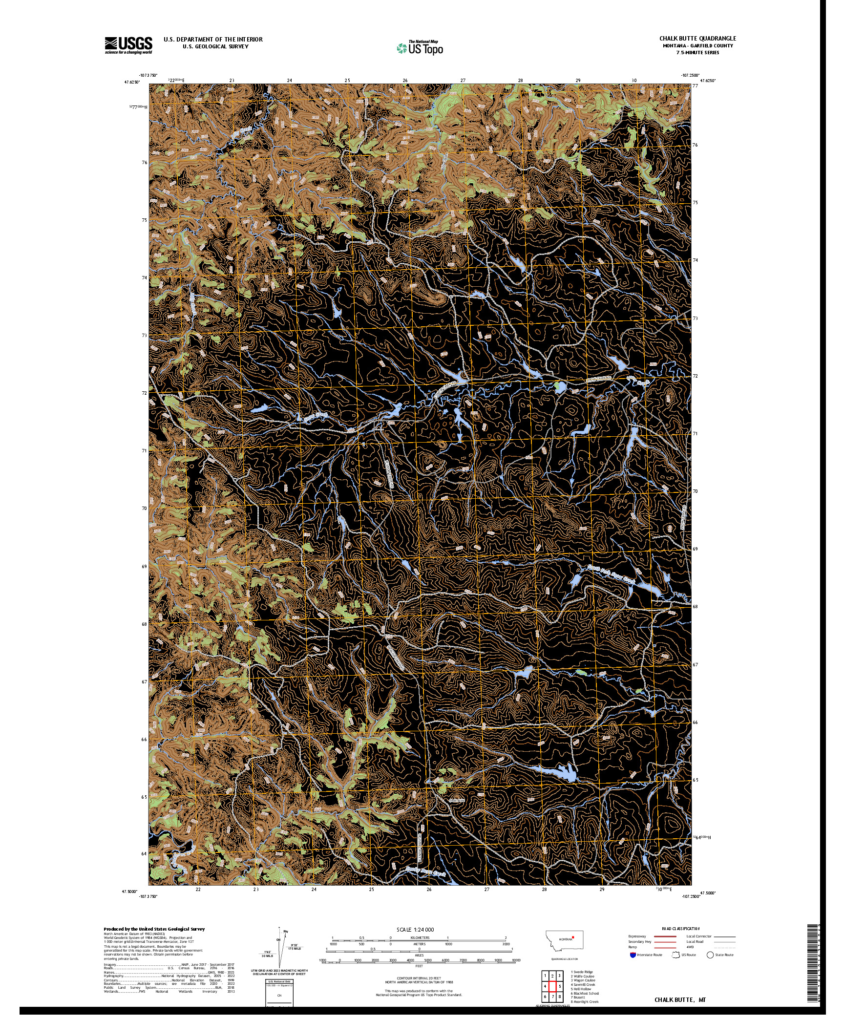 US TOPO 7.5-MINUTE MAP FOR CHALK BUTTE, MT