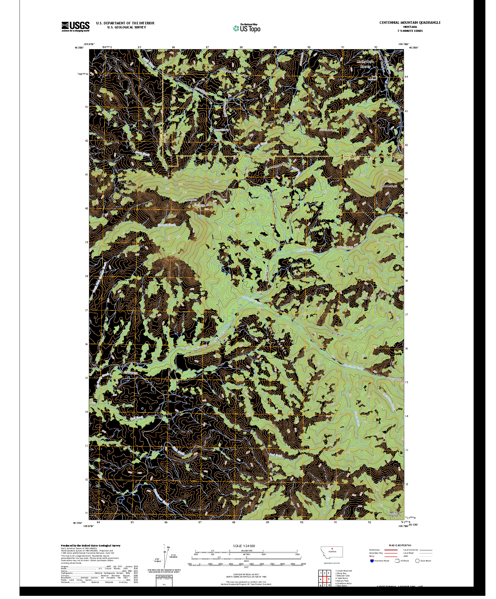 US TOPO 7.5-MINUTE MAP FOR CENTENNIAL MOUNTAIN, MT