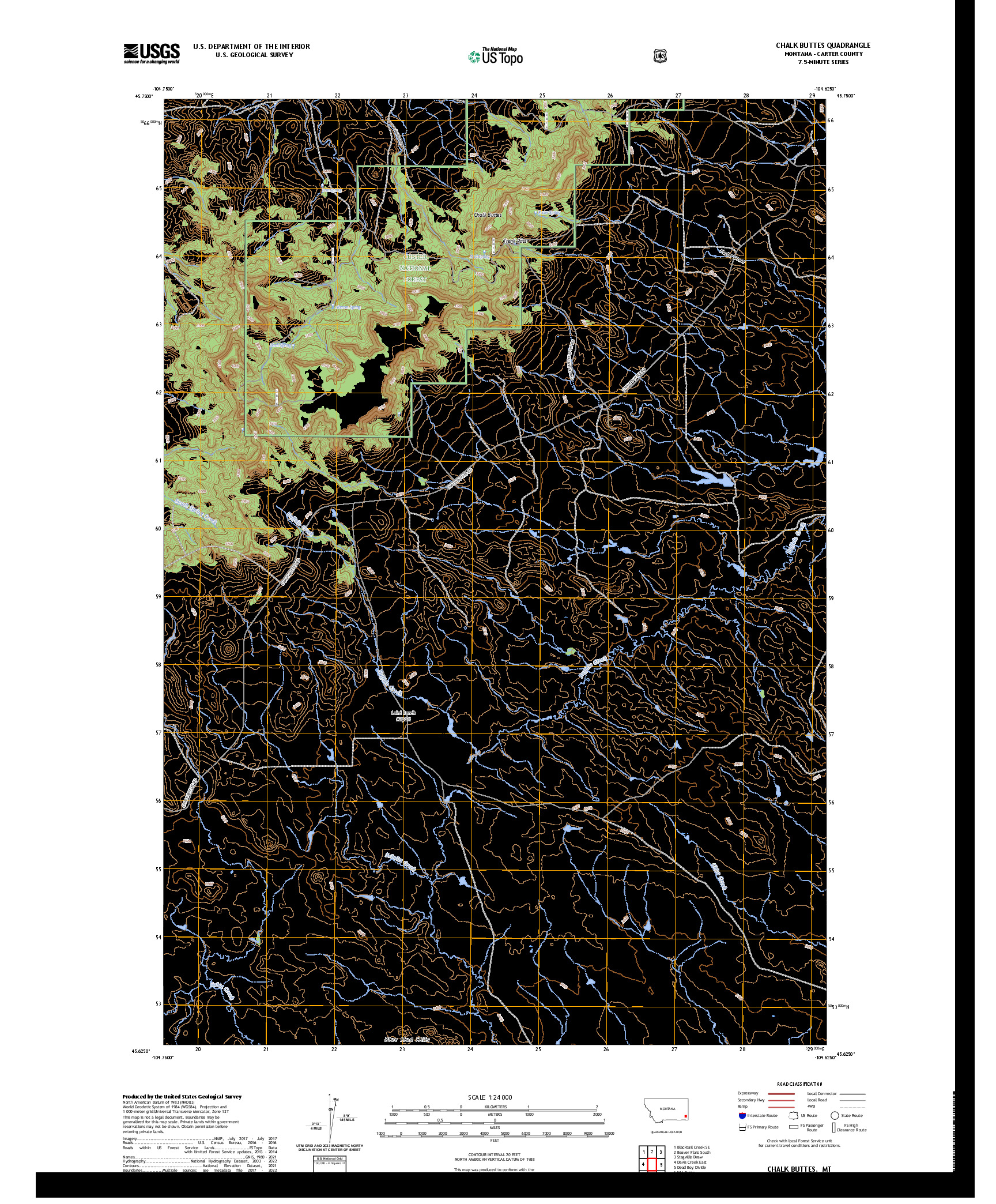 US TOPO 7.5-MINUTE MAP FOR CHALK BUTTES, MT