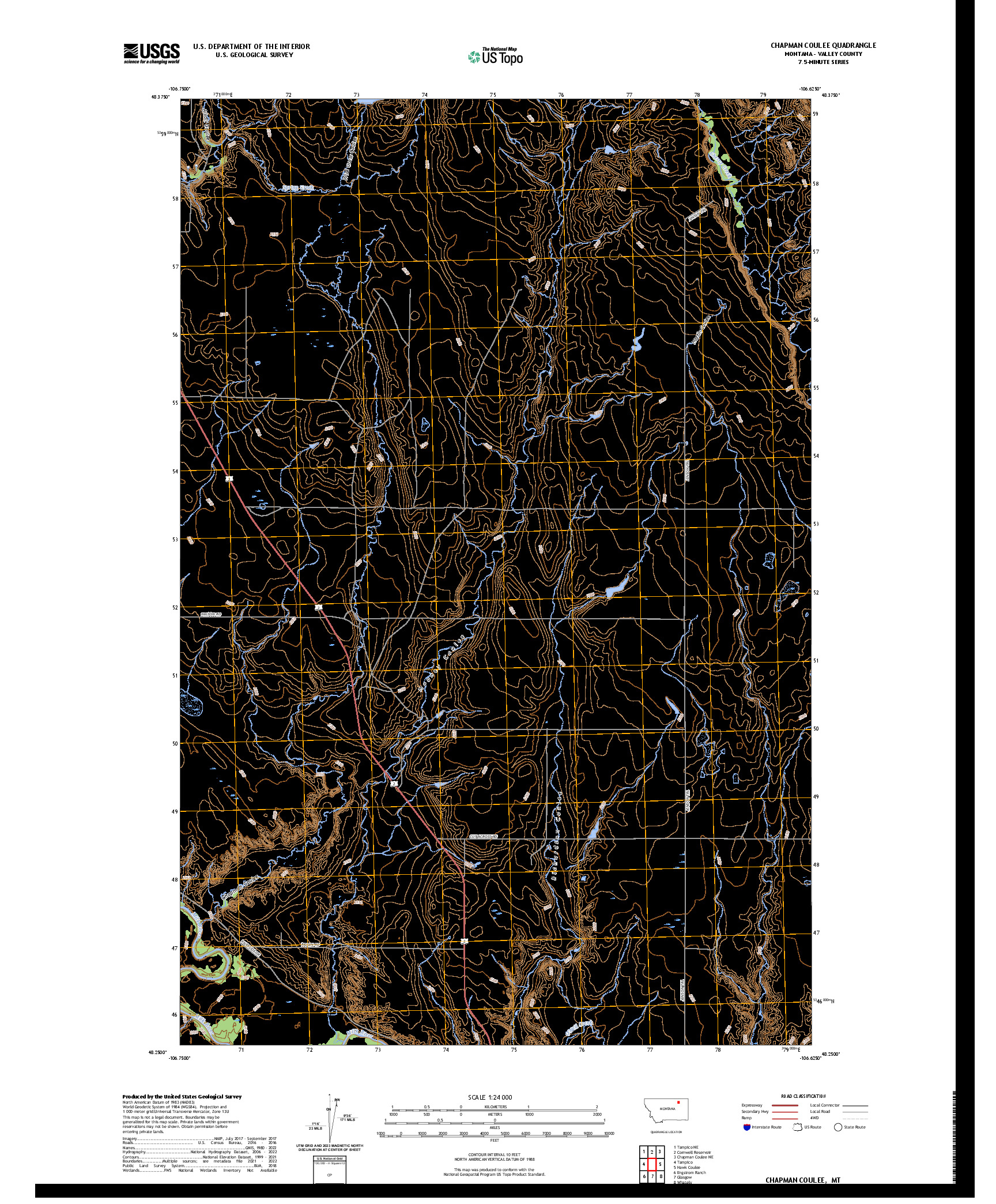 US TOPO 7.5-MINUTE MAP FOR CHAPMAN COULEE, MT