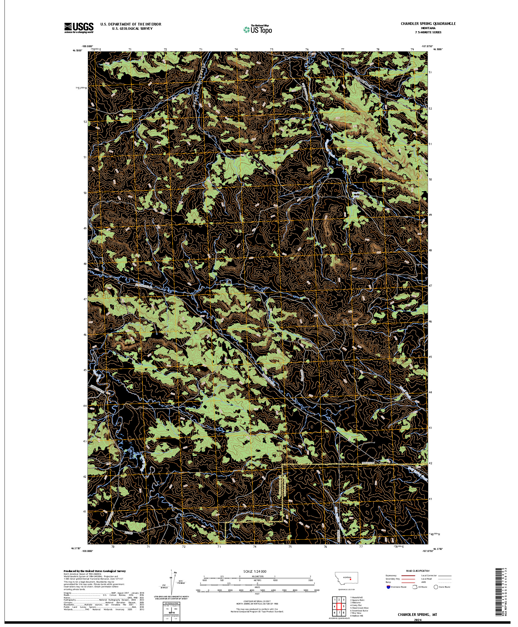 US TOPO 7.5-MINUTE MAP FOR CHANDLER SPRING, MT
