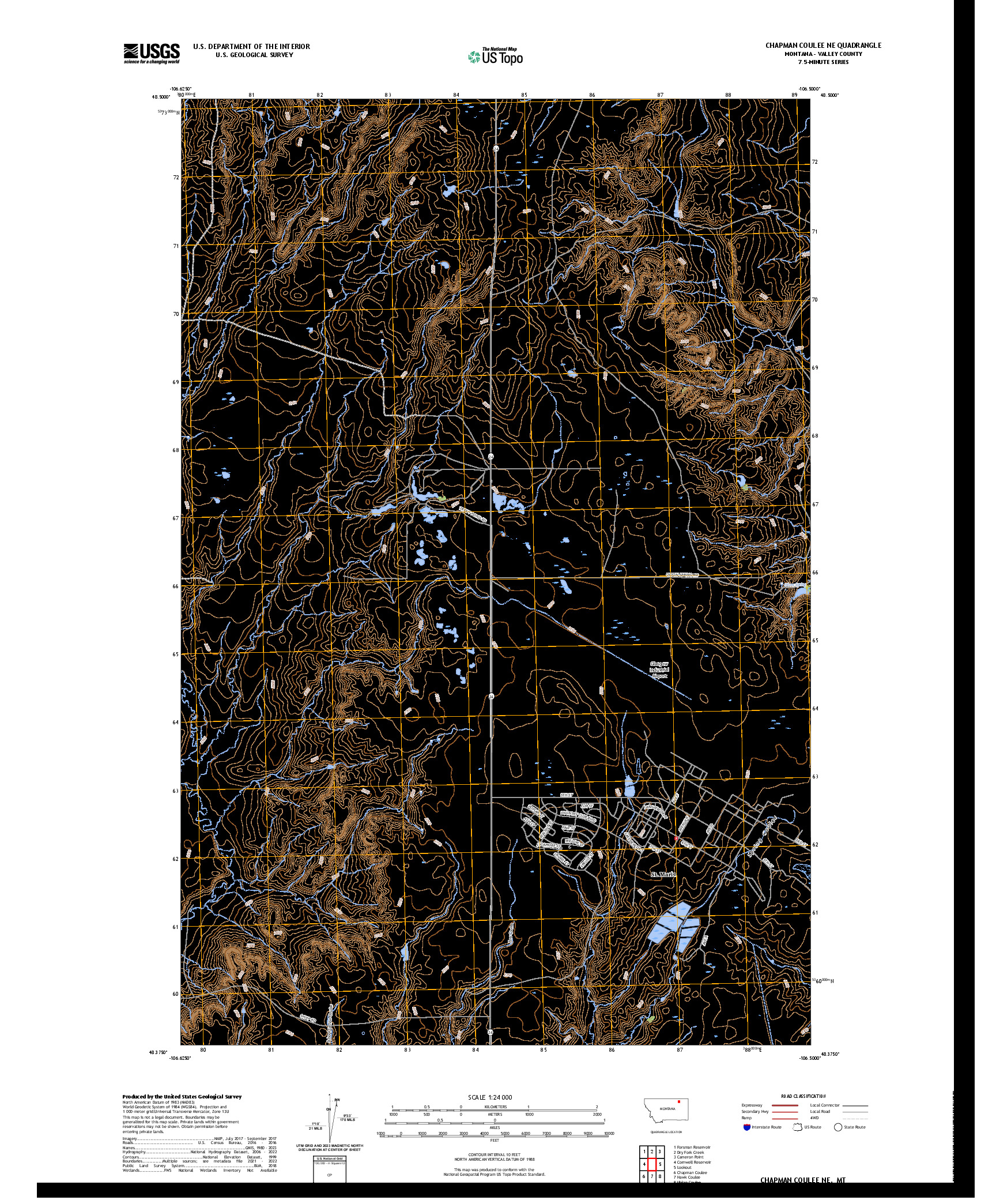US TOPO 7.5-MINUTE MAP FOR CHAPMAN COULEE NE, MT