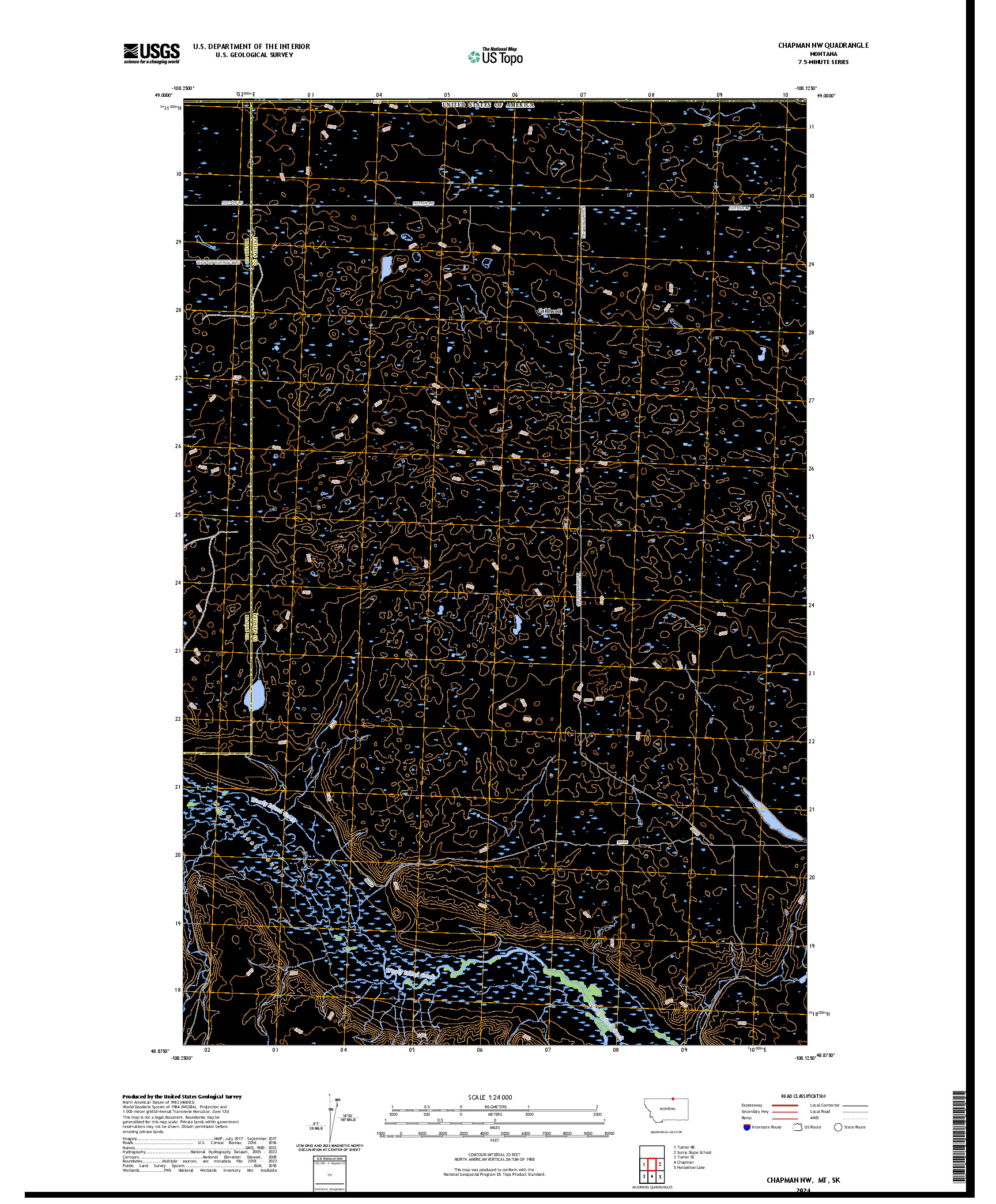US TOPO 7.5-MINUTE MAP FOR CHAPMAN NW, MT,SK